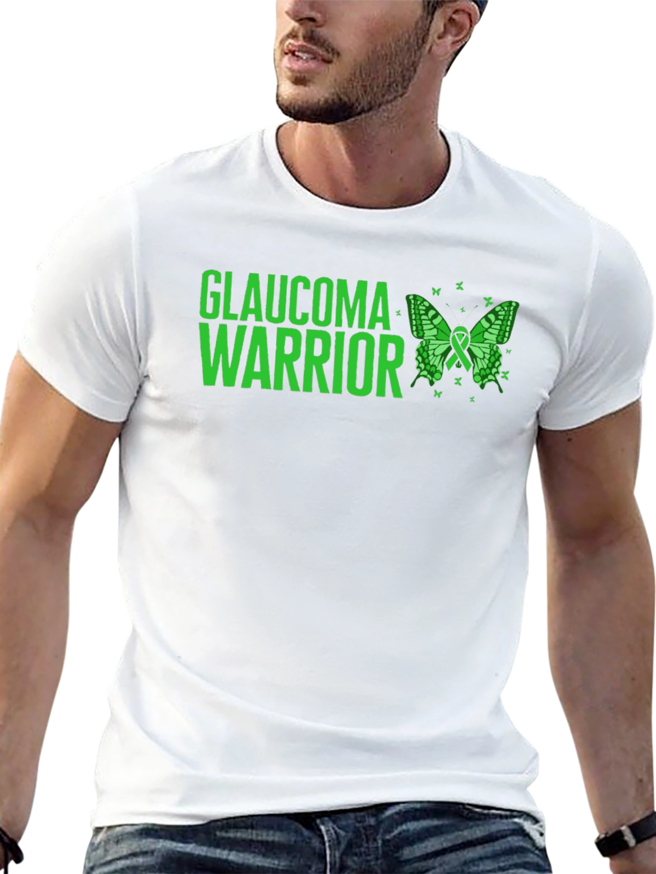 Glaucoma Warrior T-Shirt: Green Butterfly Awareness Tee