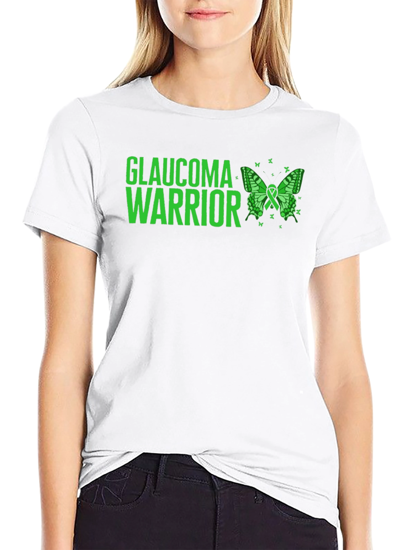 Glaucoma Warrior T-Shirt: Green Butterfly Awareness Tee
