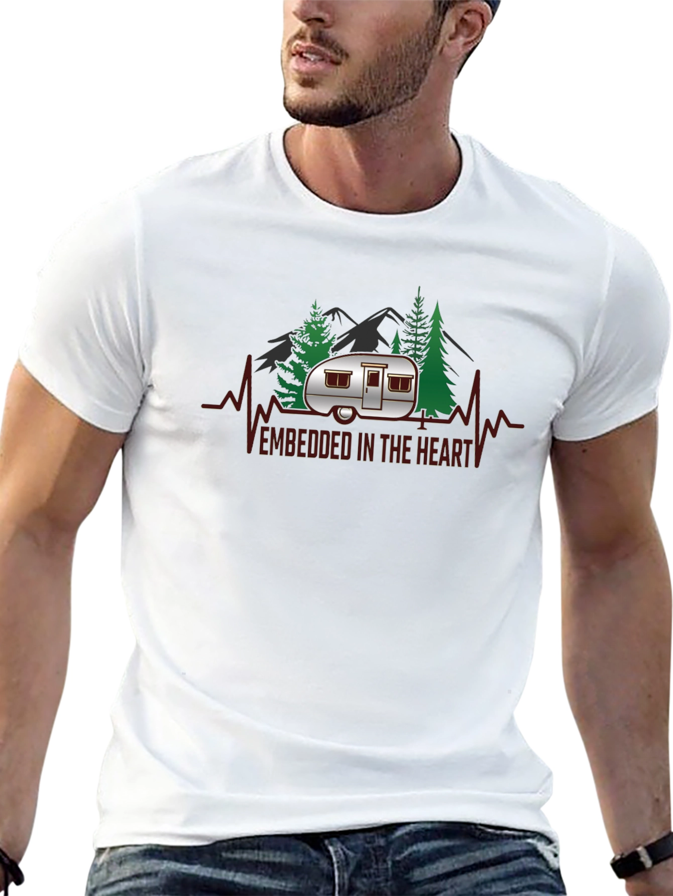 Camping Heartbeat Graphic Tee
