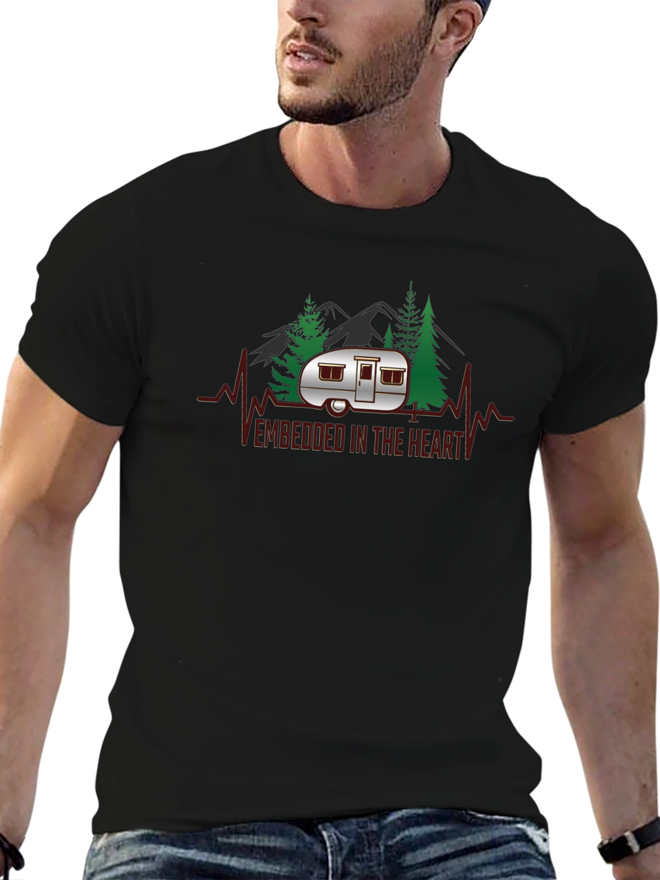 Camping Heartbeat Graphic Tee
