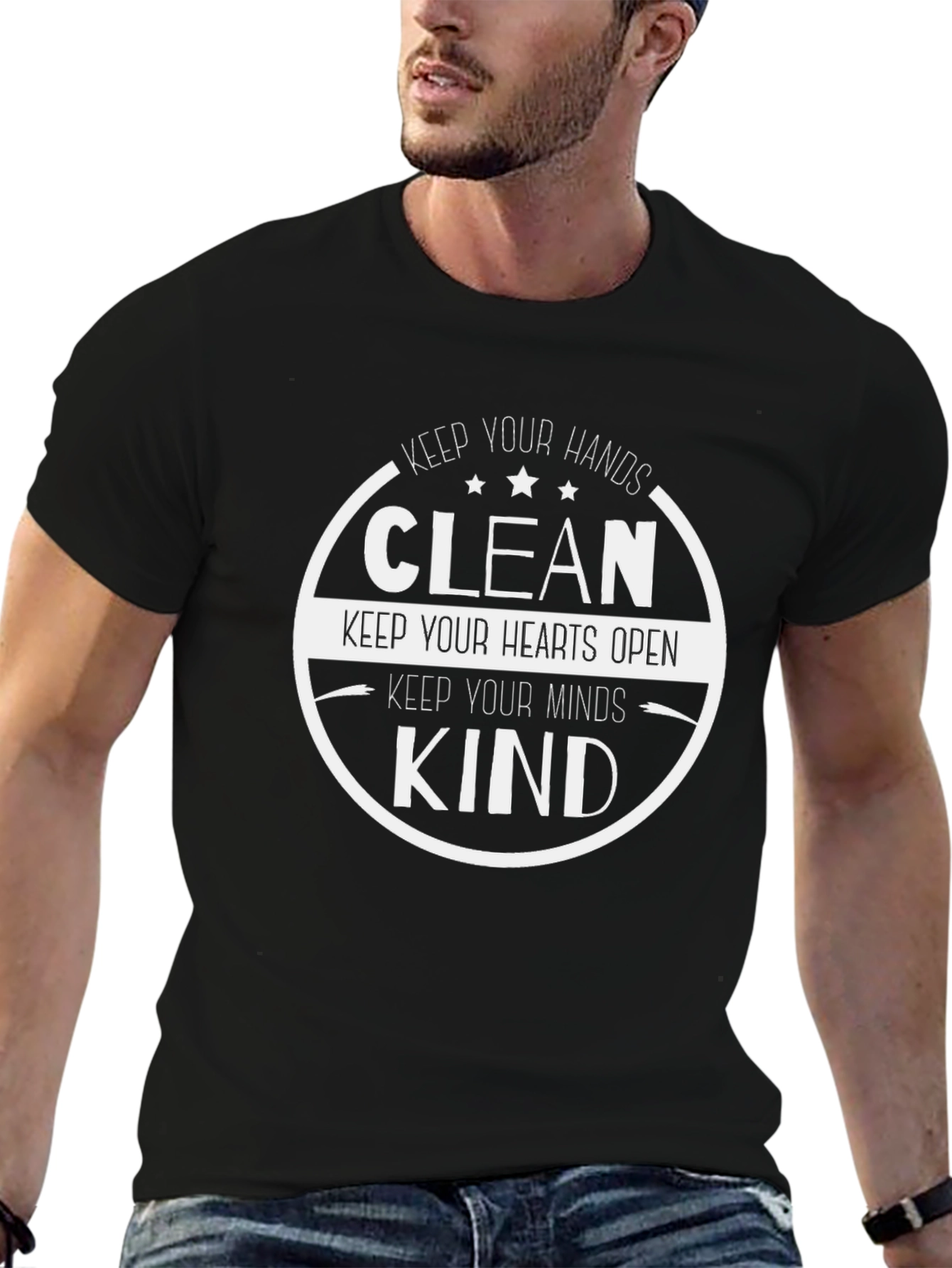 Keep Clean Graphic Print Crew Neck T-Shirt