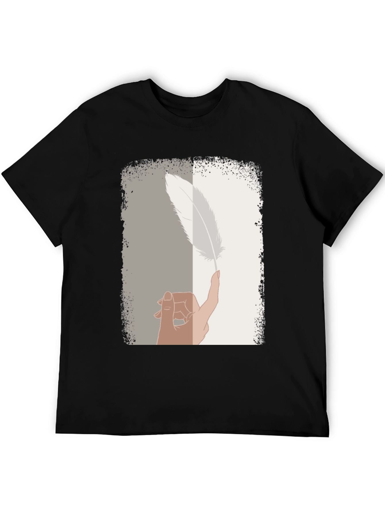Feather Balance Graphic Tee - Casual Cotton Shirt