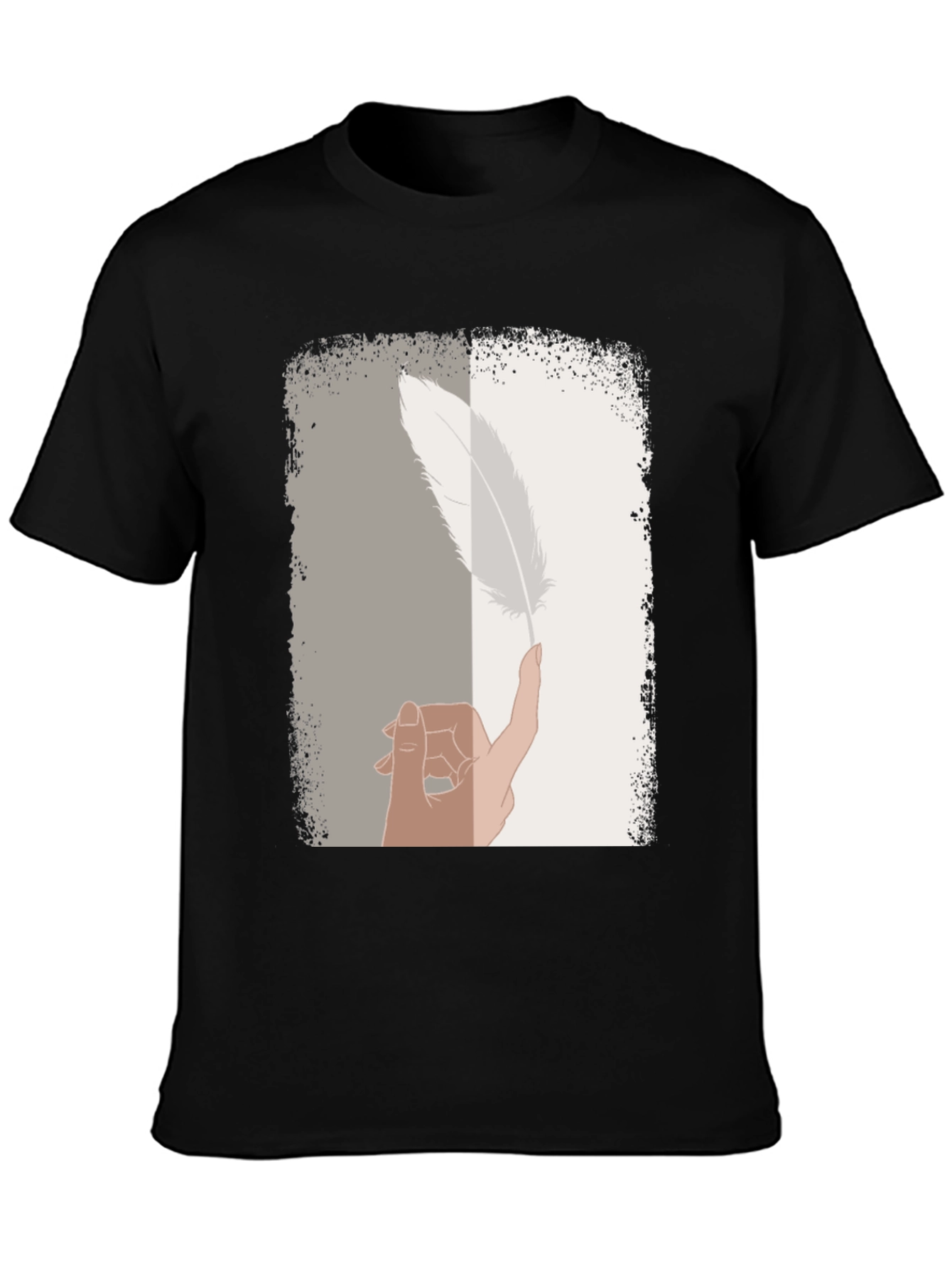 Feather Balance Graphic Tee - Casual Cotton Shirt