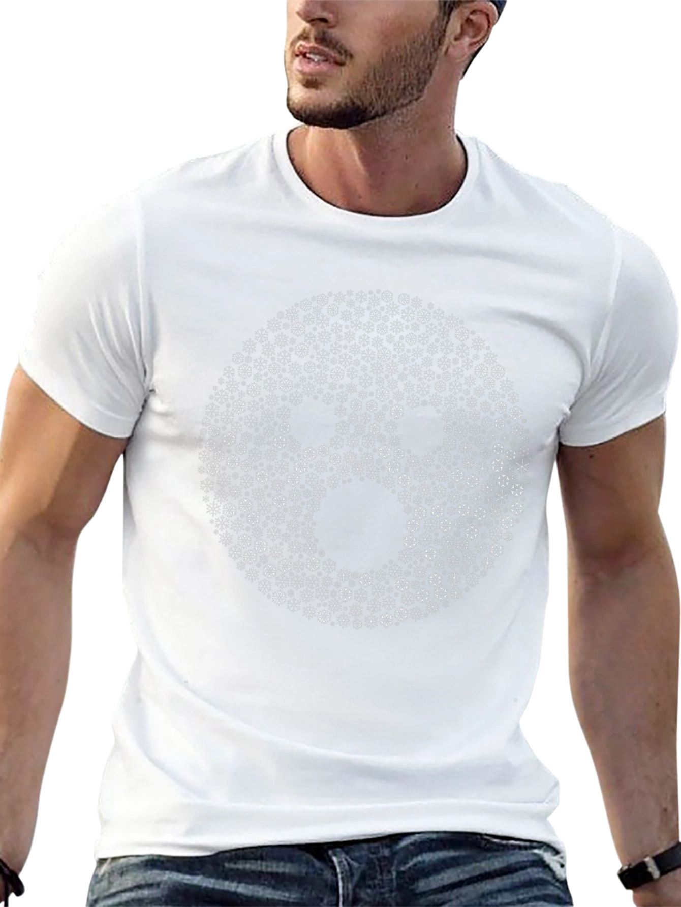 Geometric Shocked Face Graphic Black T-Shirt