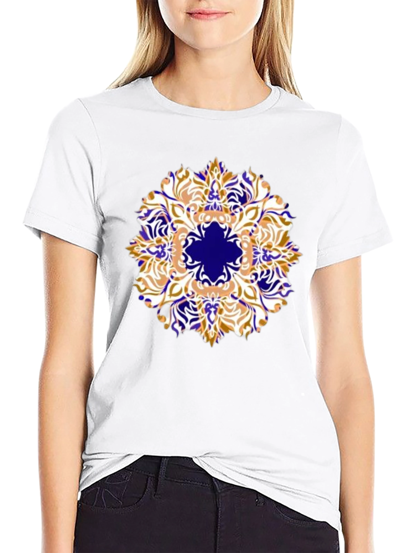 Mens Black T-Shirt with Artistic Mandala Design
