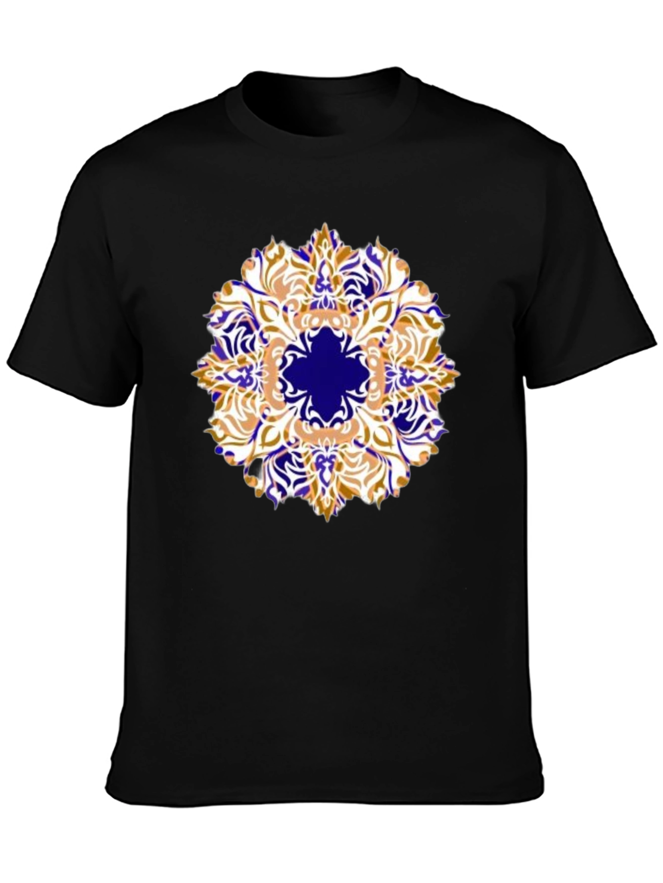 Mens Black T-Shirt with Artistic Mandala Design