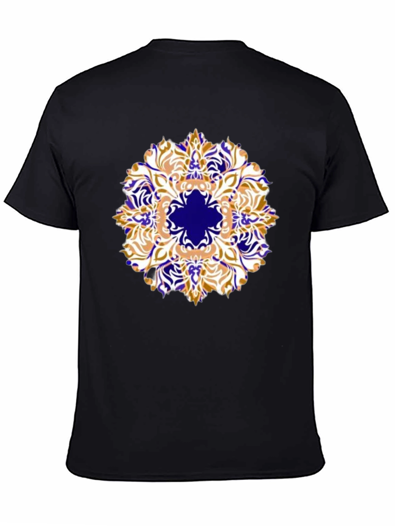 Mens Black T-Shirt with Artistic Mandala Design
