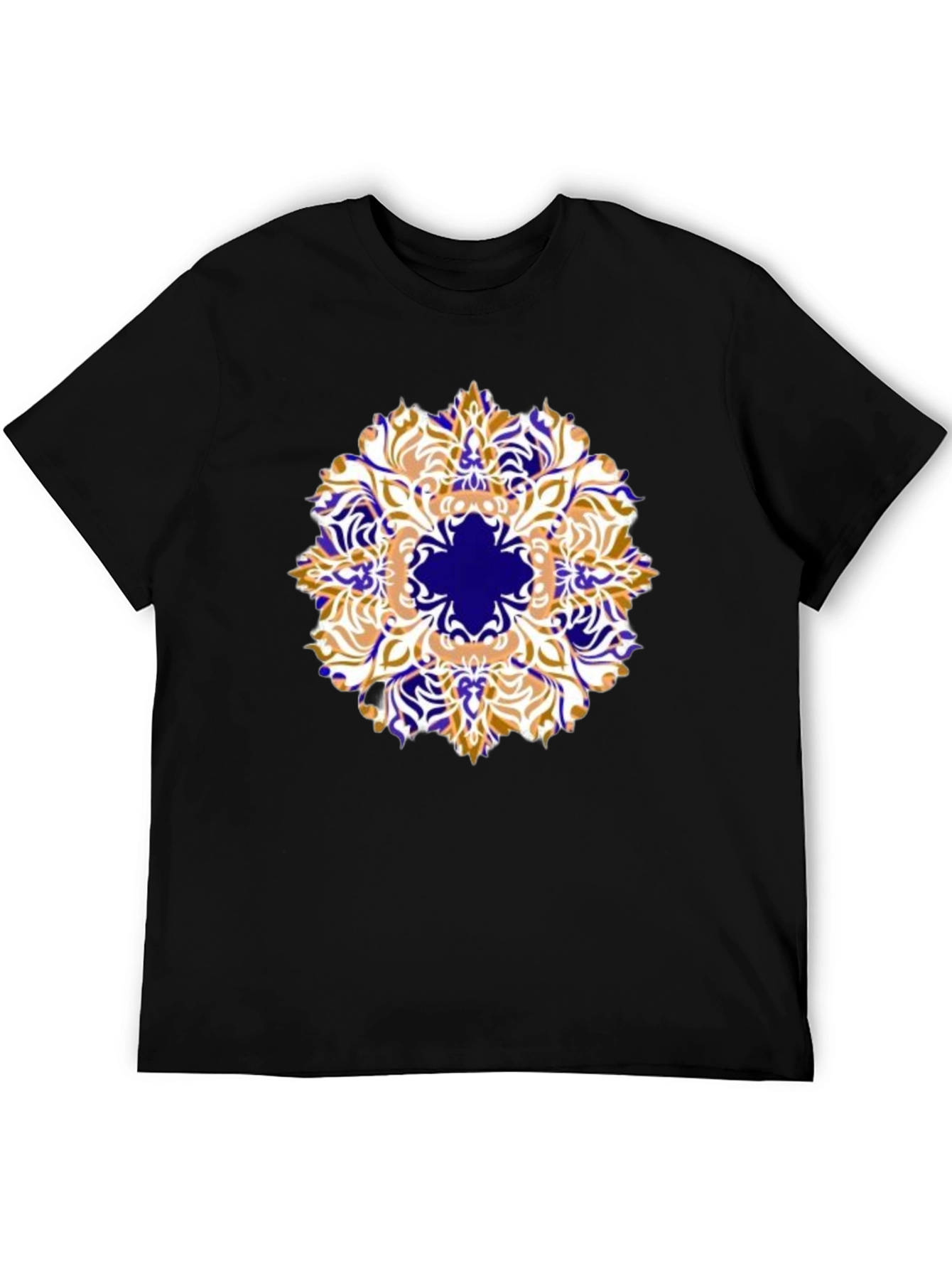 Mens Black T-Shirt with Artistic Mandala Design