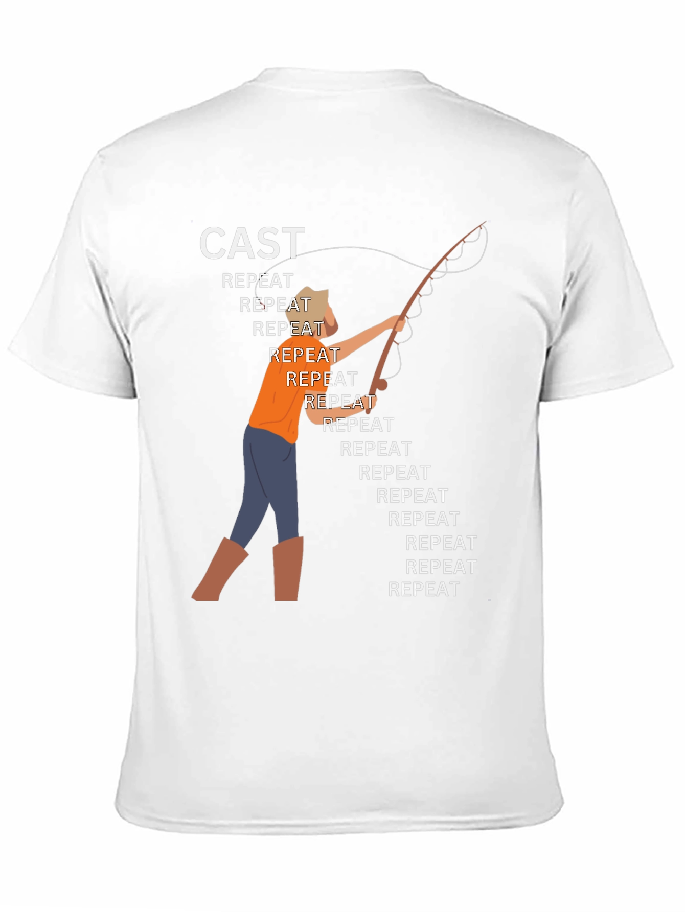 Cast Repeat Funny Fishing Graphic T-Shirt