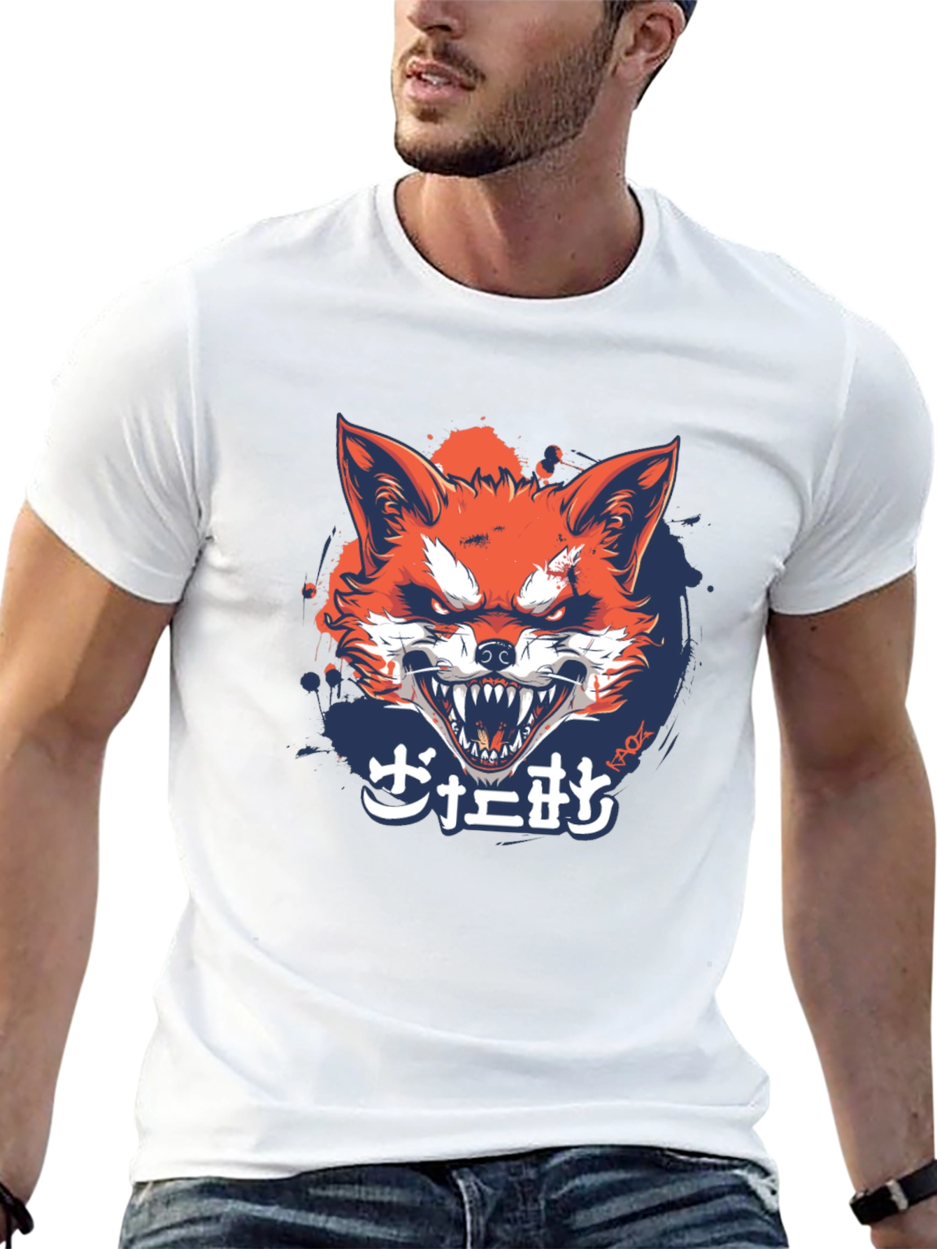 Mens Black Graphic Tee - Fierce Fox Design