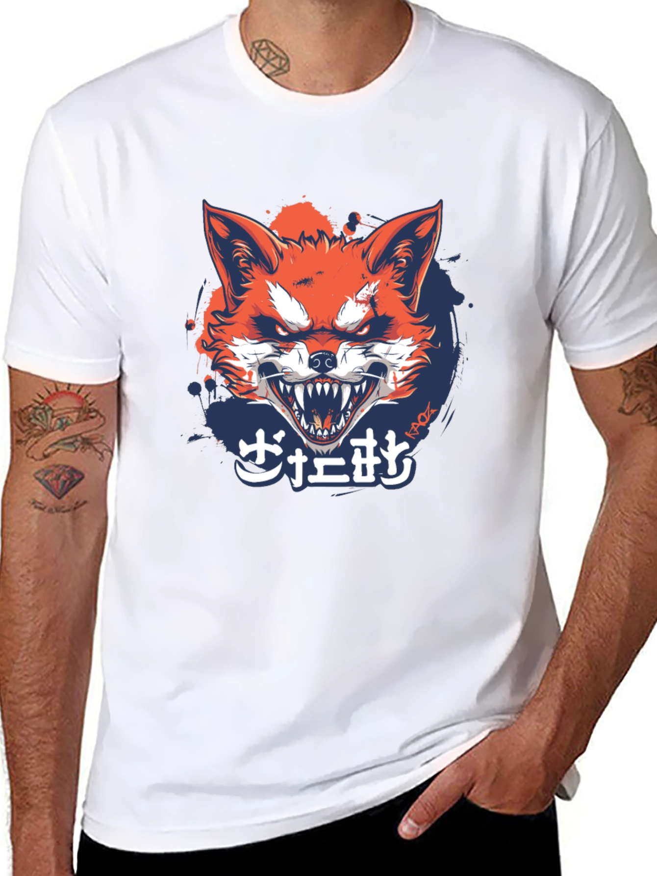 Mens Black Graphic Tee - Fierce Fox Design