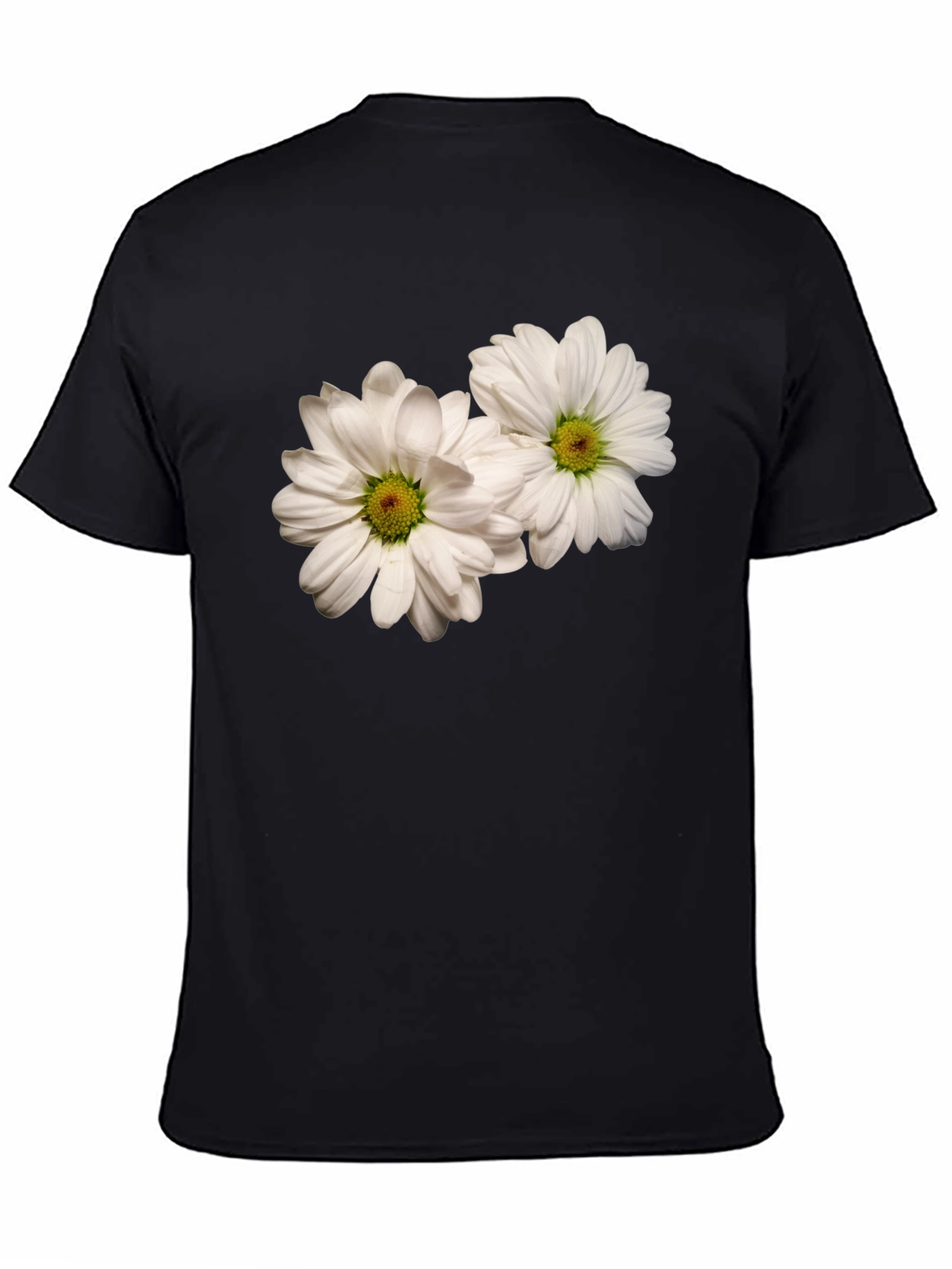 Black T-Shirt with Daisy Flower Design
