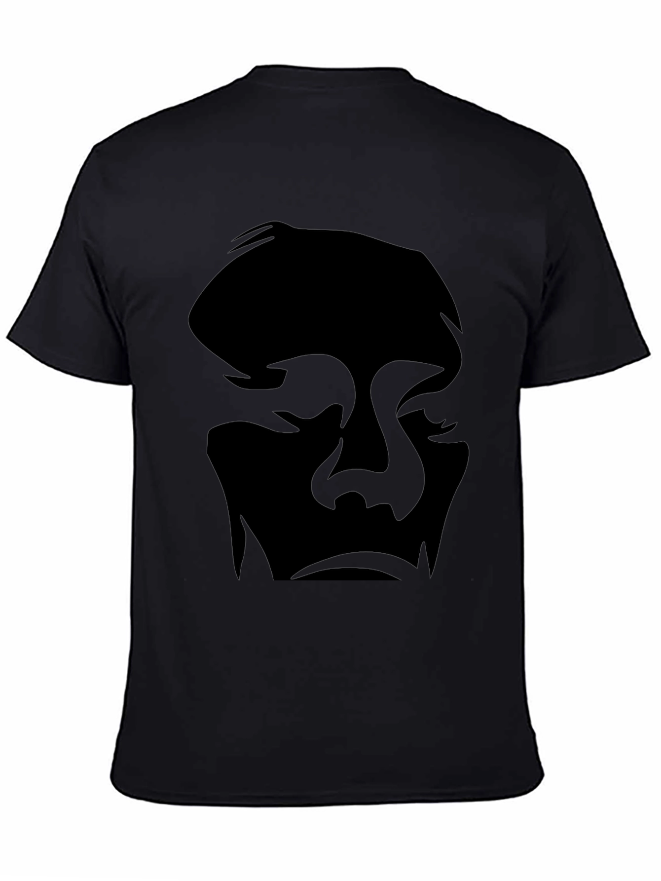 Abstract Face Graphic Tee - Black Cotton Casual Shirt