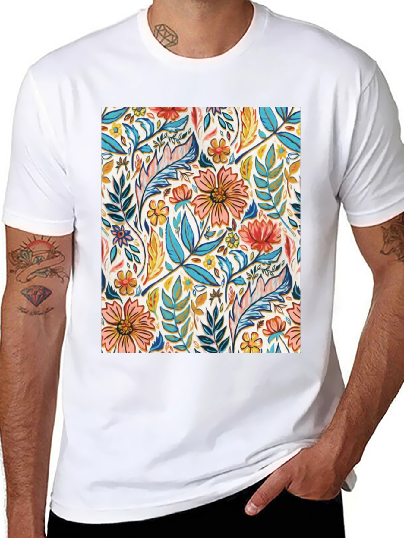 Floral Print Crew Neck T-Shirt