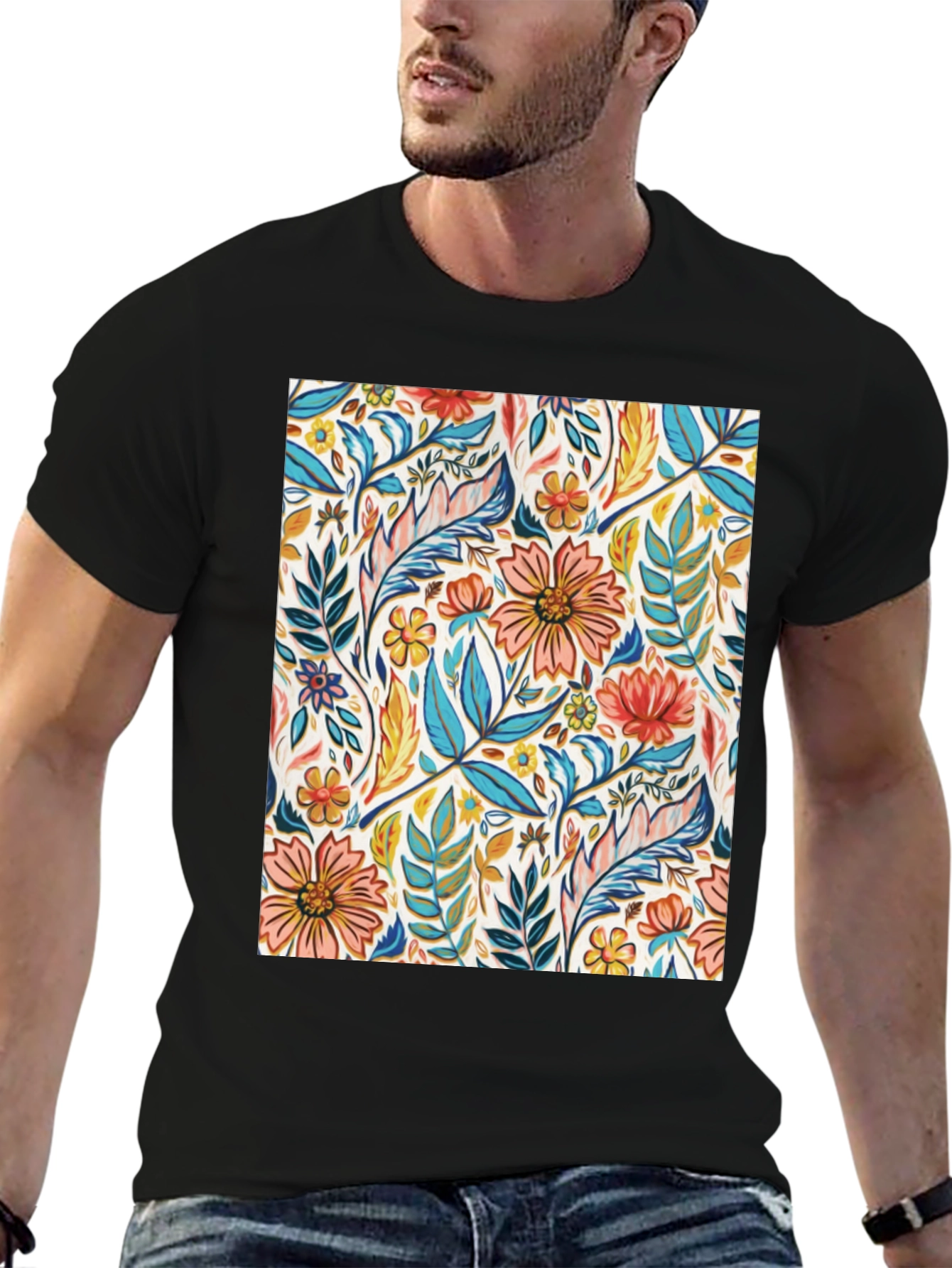 Floral Print Crew Neck T-Shirt