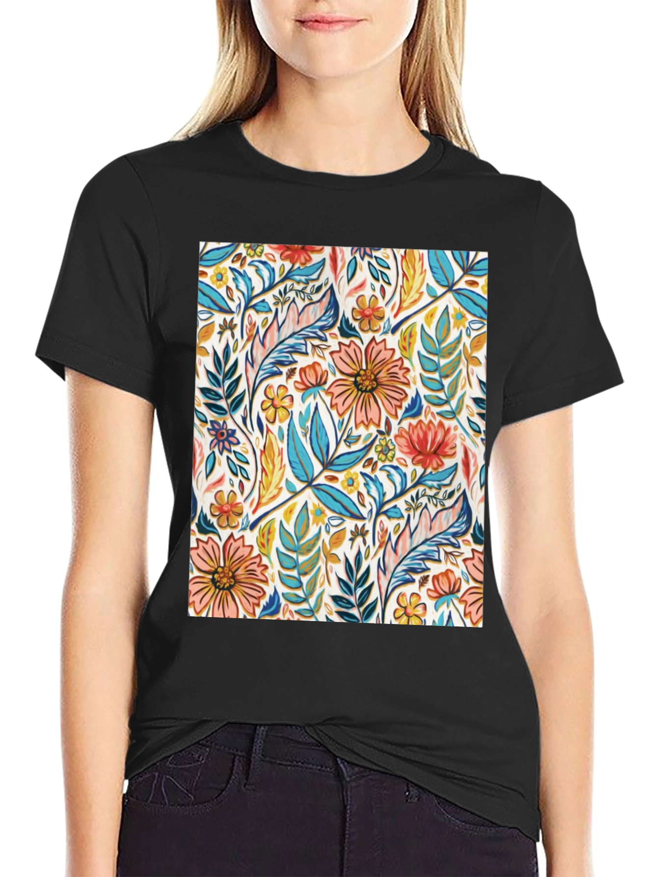 Floral Print Crew Neck T-Shirt
