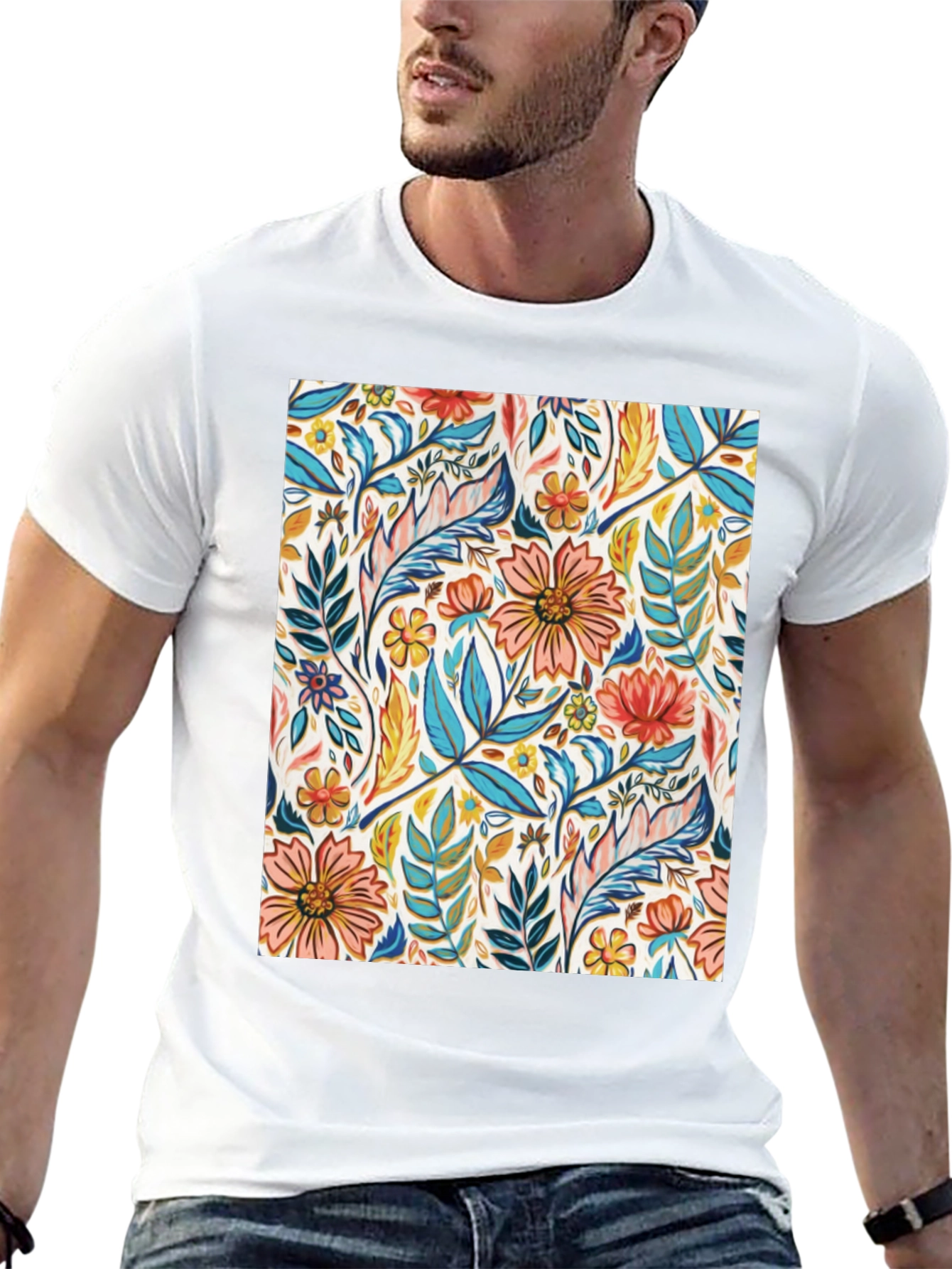 Floral Print Crew Neck T-Shirt