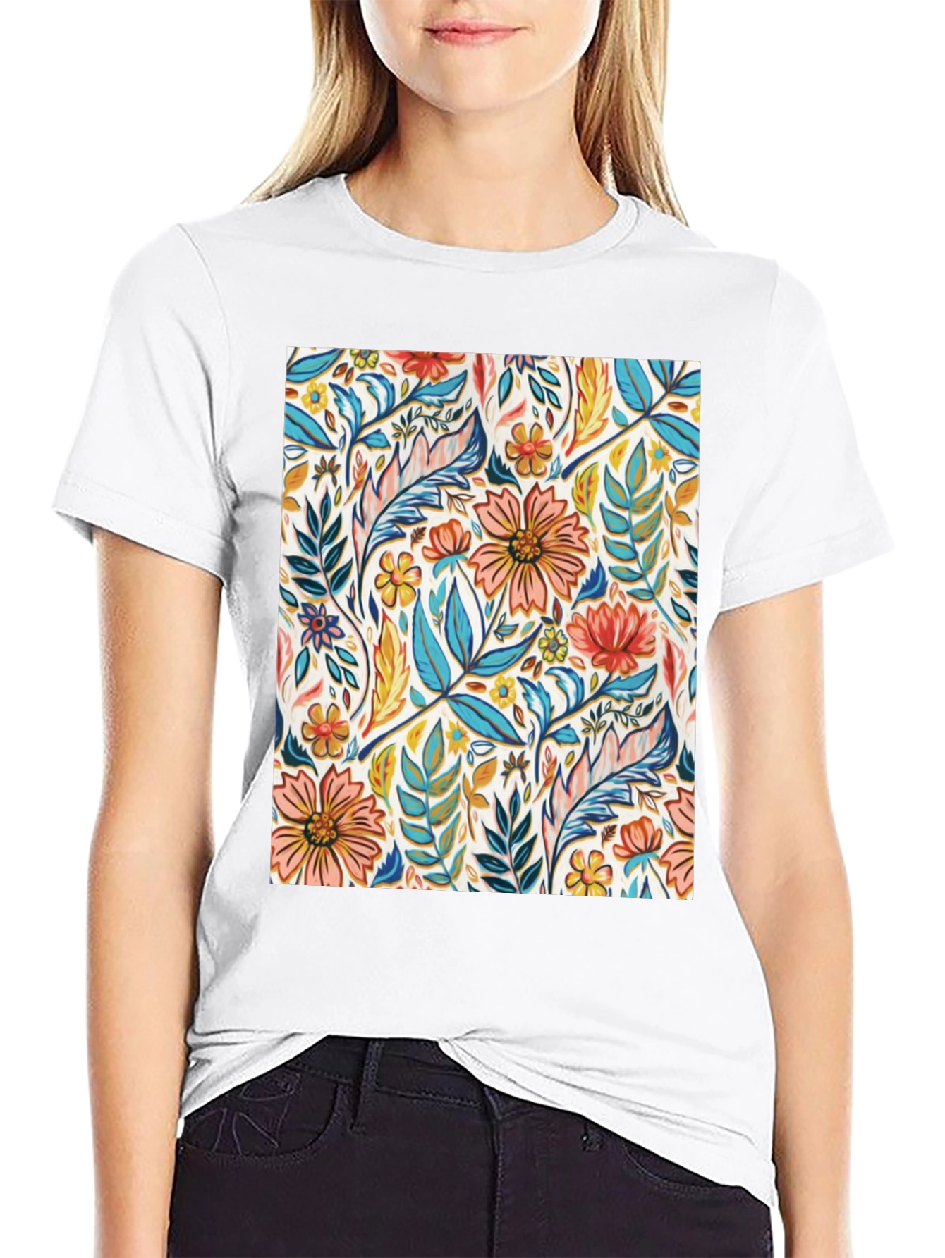 Floral Print Crew Neck T-Shirt