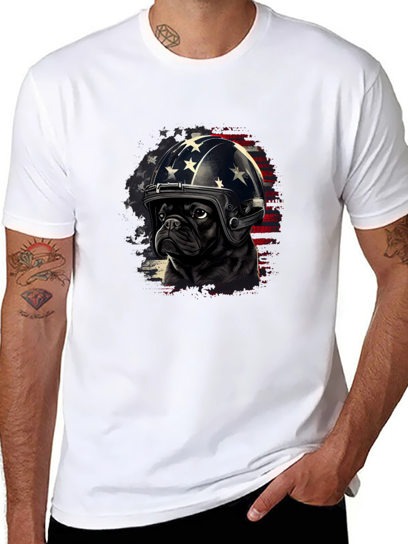 Patriotic Pug T-Shirt - USA Dog Design
