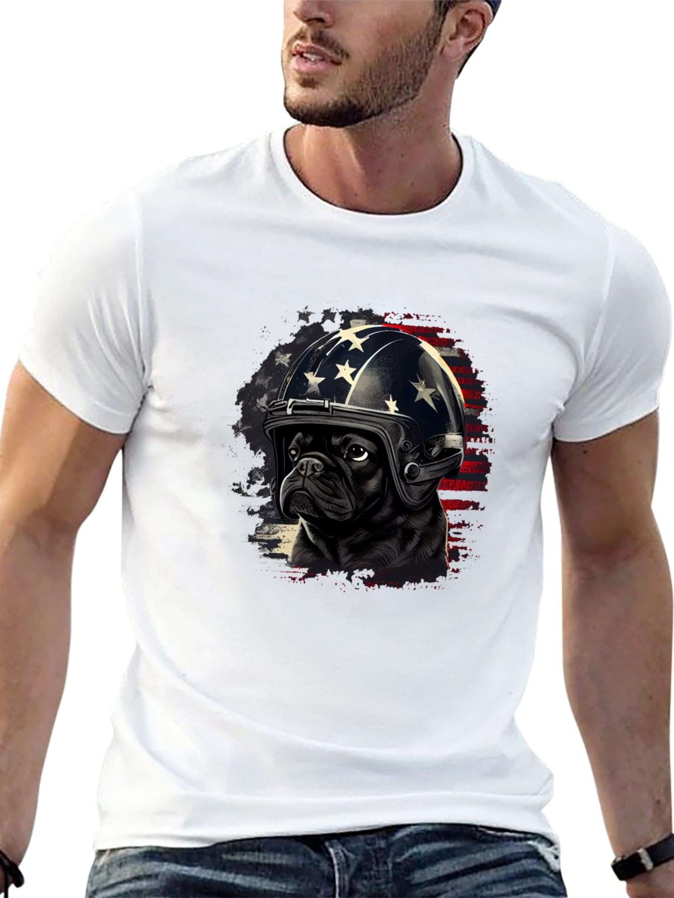 Patriotic Pug T-Shirt - USA Dog Design