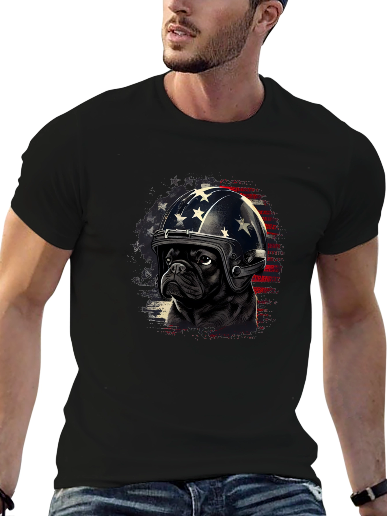 Patriotic Pug T-Shirt - USA Dog Design