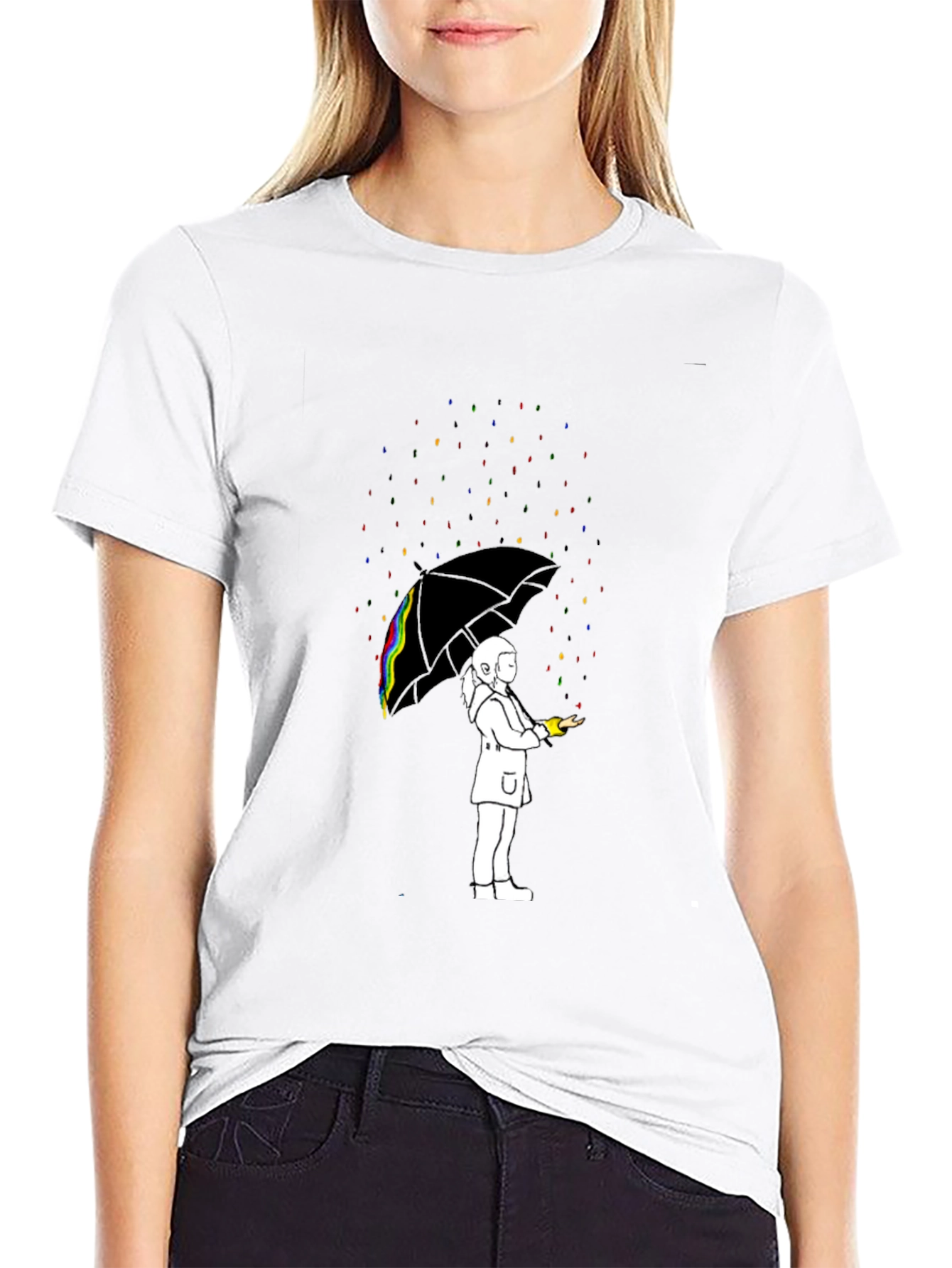 Rainbow Rain T-Shirt - Artistic Graphic Tee