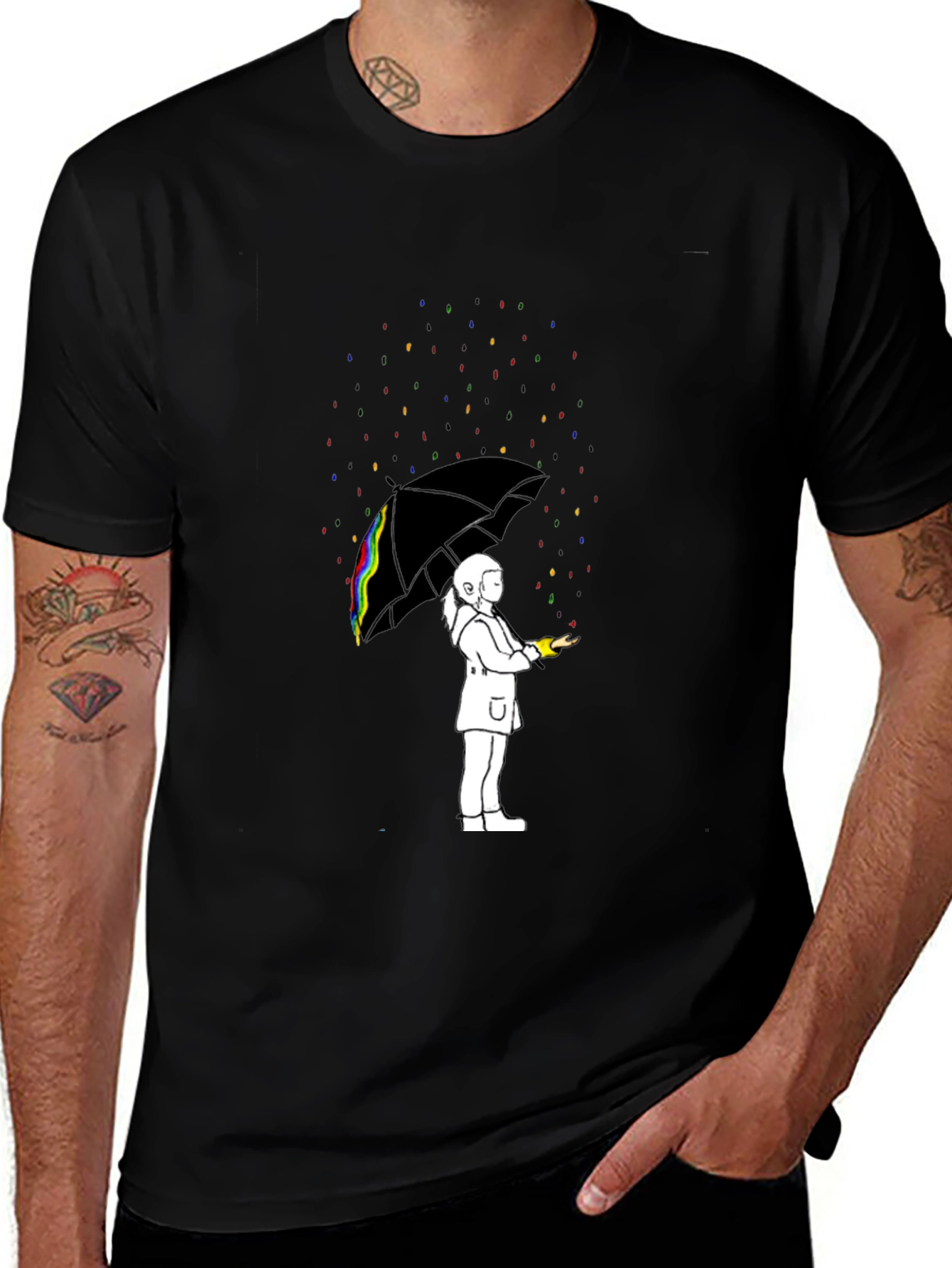 Rainbow Rain T-Shirt - Artistic Graphic Tee