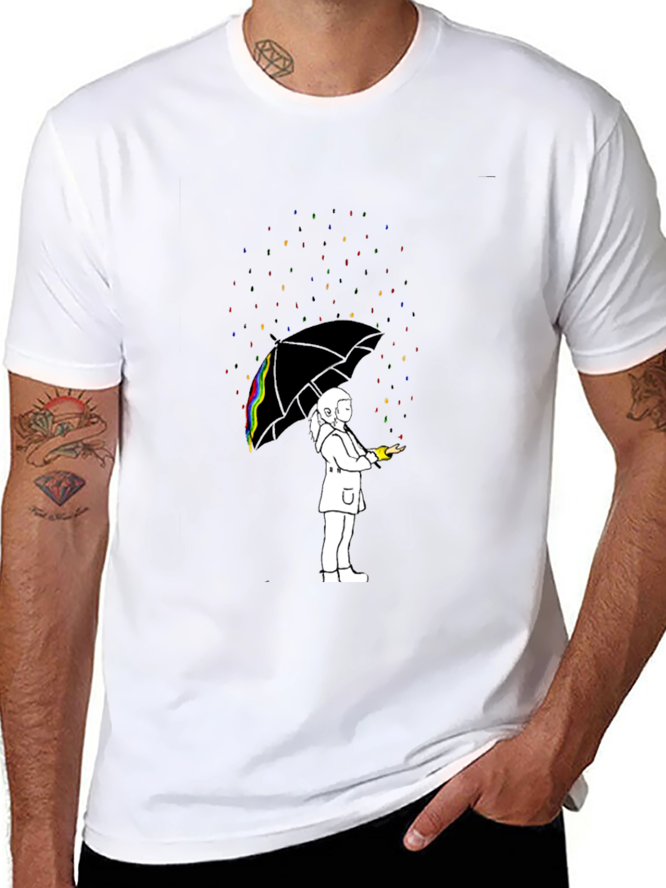 Rainbow Rain T-Shirt - Artistic Graphic Tee