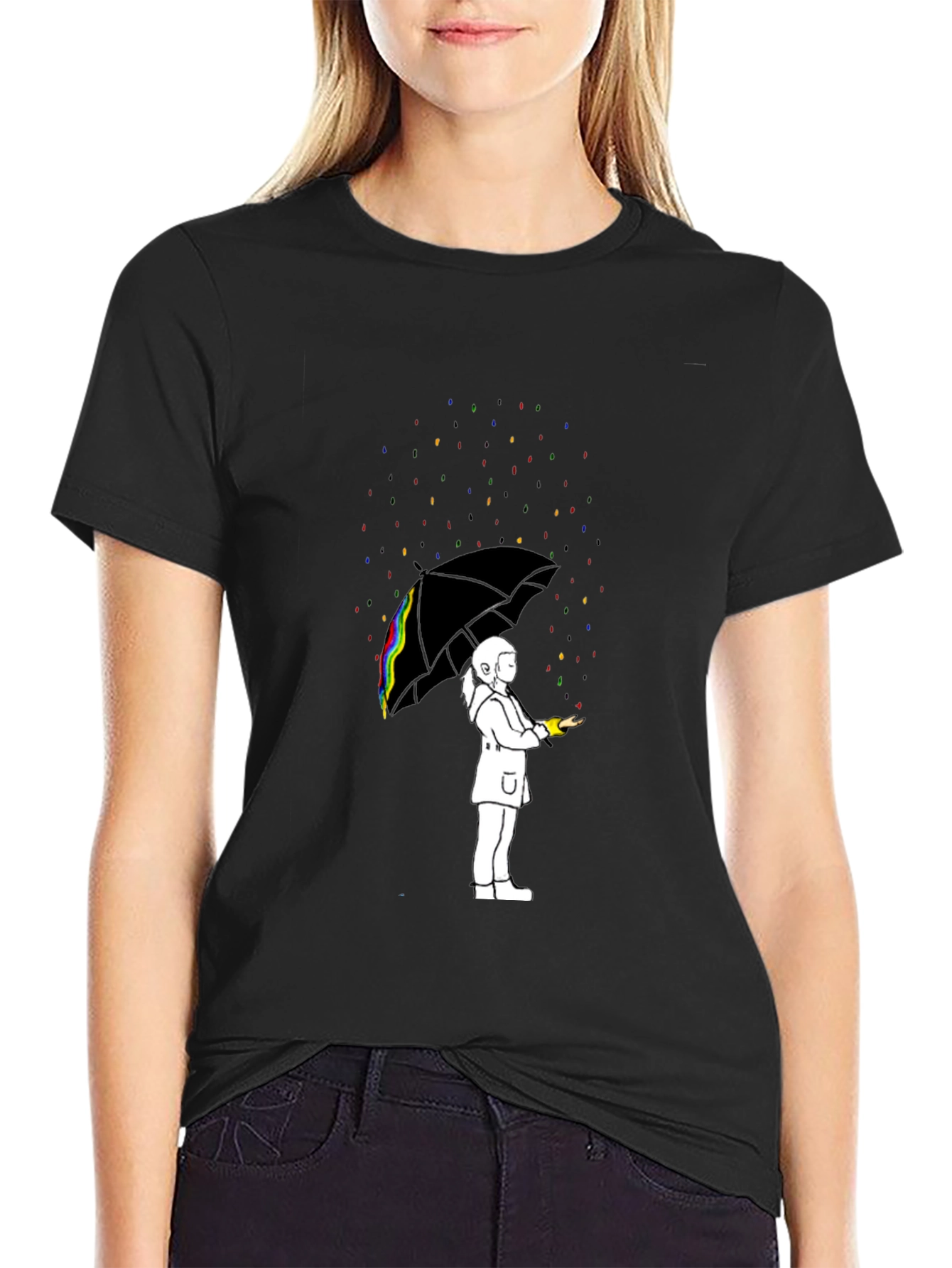 Rainbow Rain T-Shirt - Artistic Graphic Tee