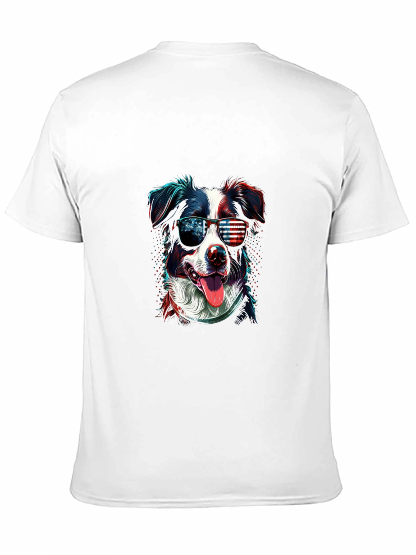 Patriotic Dog Graphic Tee - American Flag Sunglasses