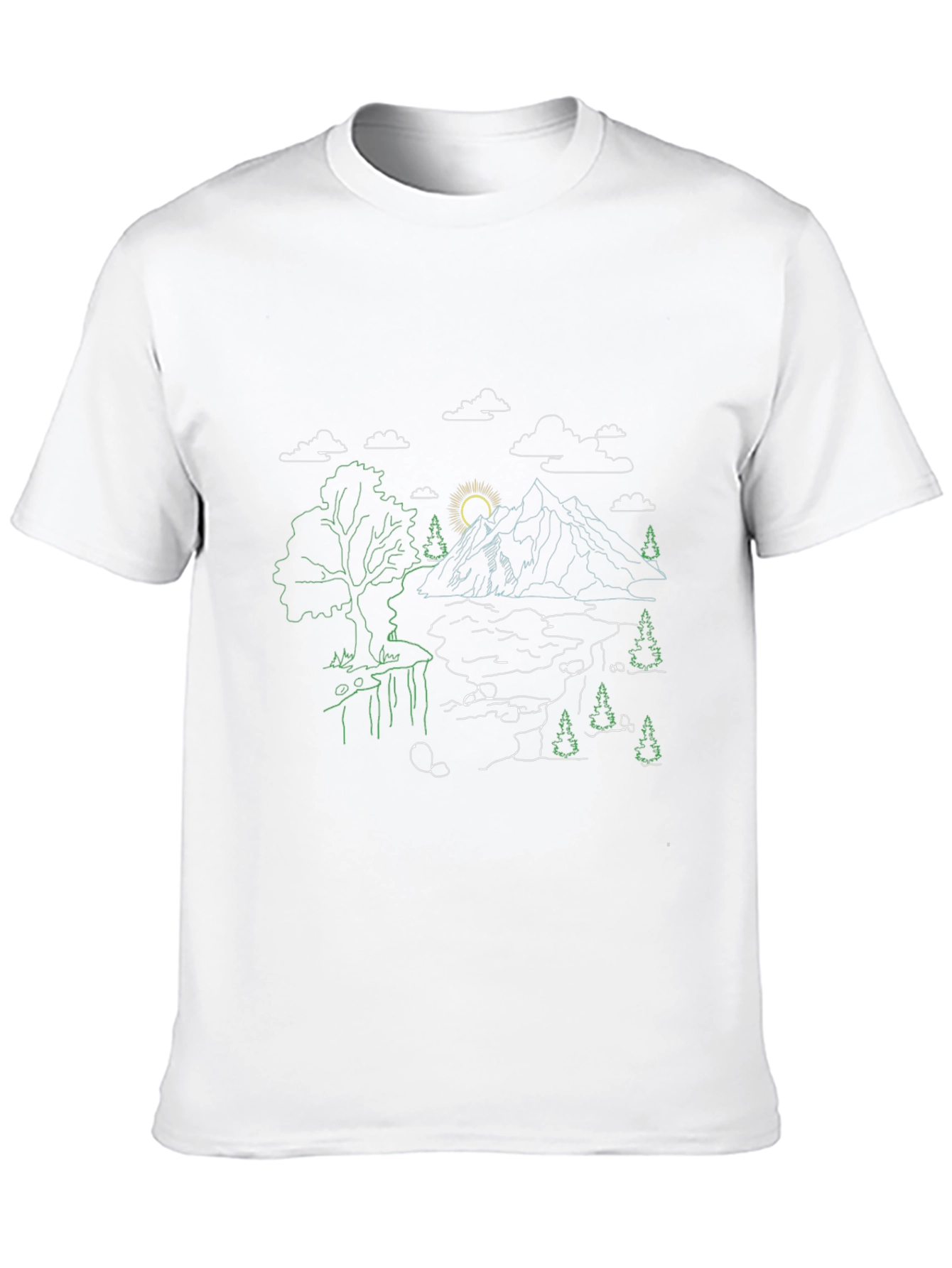 Nature Line Art Black T-Shirt