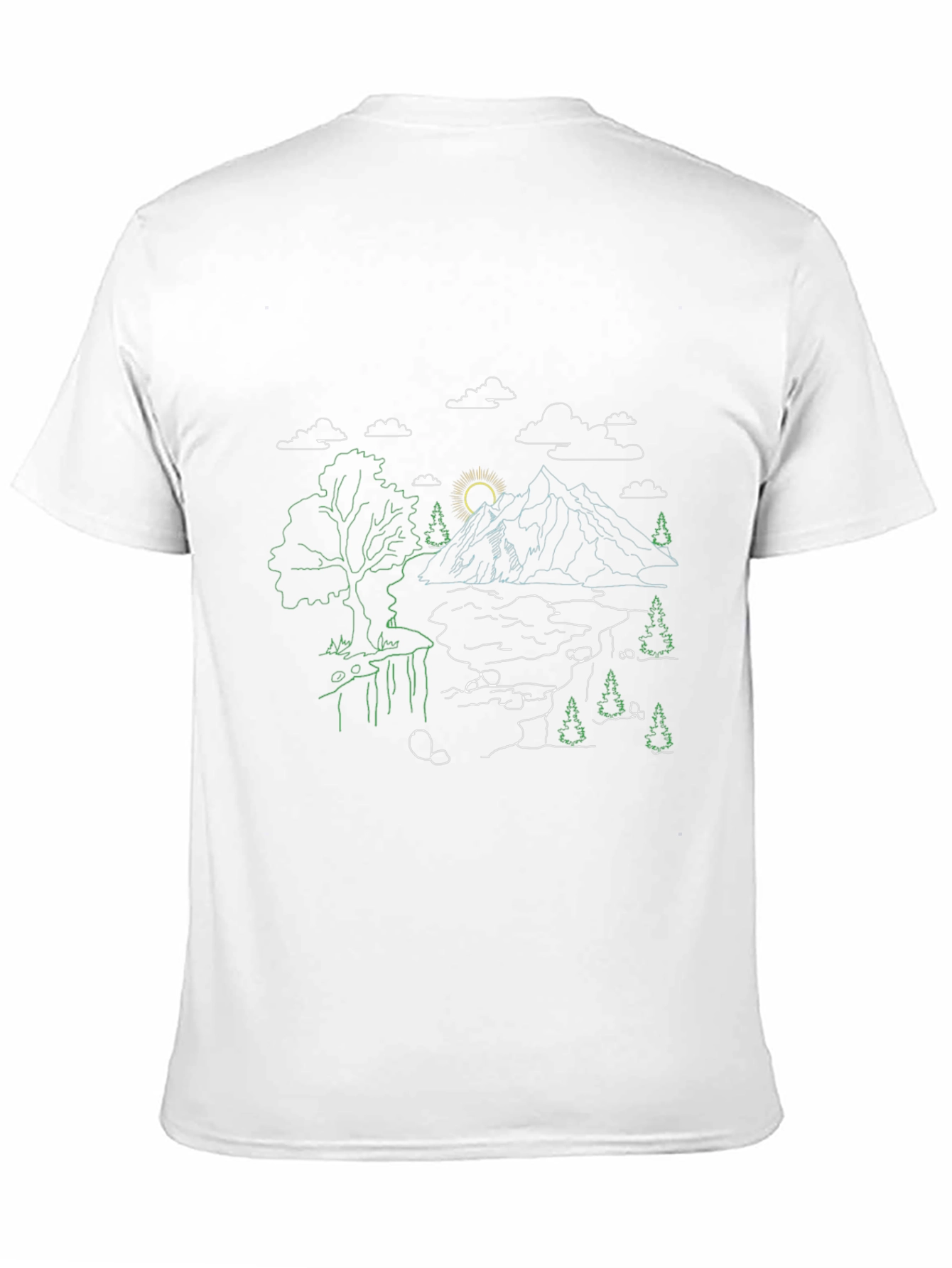 Nature Line Art Black T-Shirt