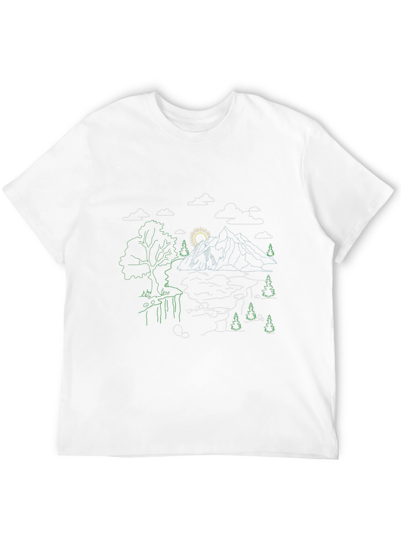 Nature Line Art Black T-Shirt
