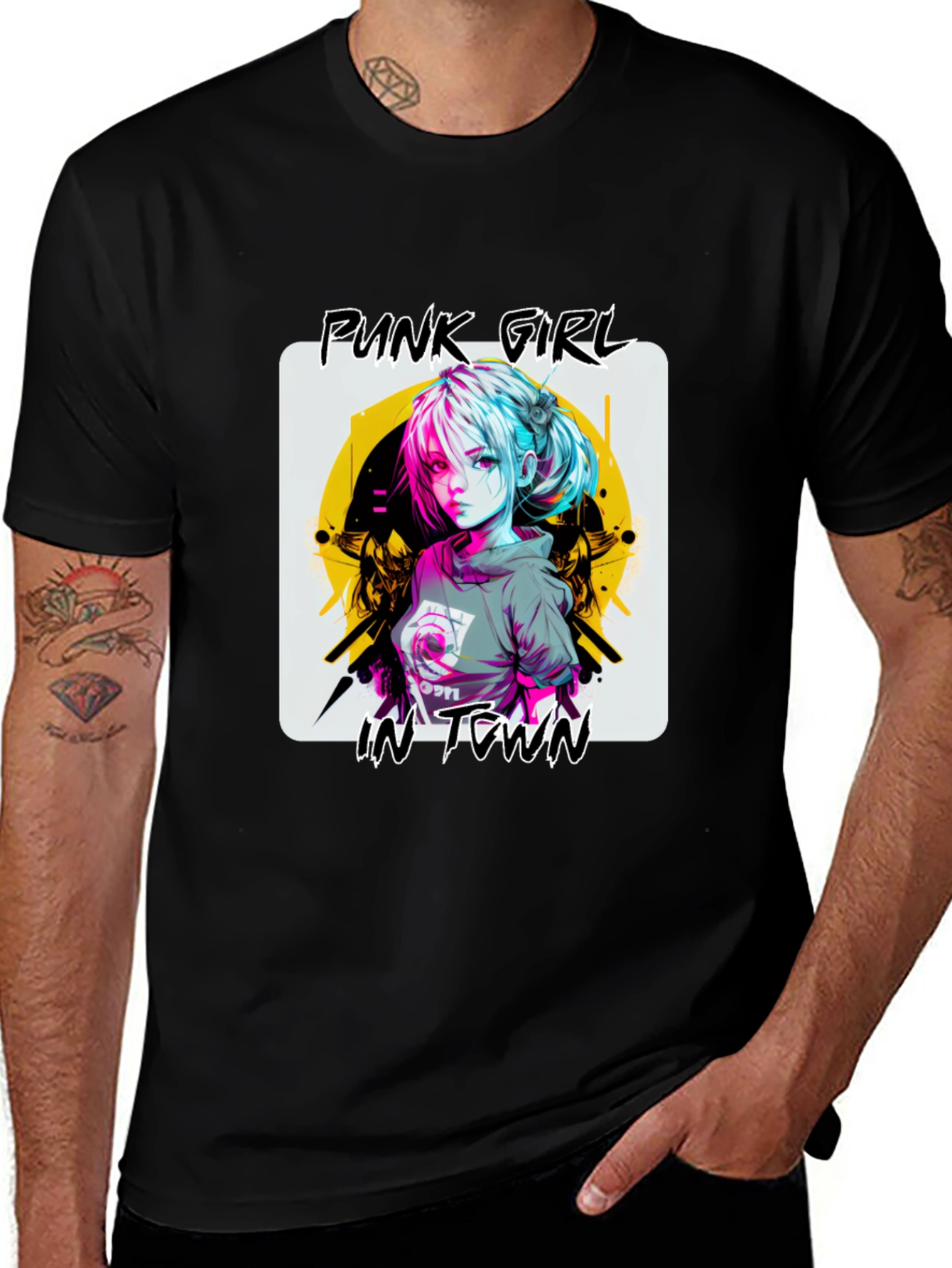 Punk Girl Graphic Tee - Stylish Black T-Shirt