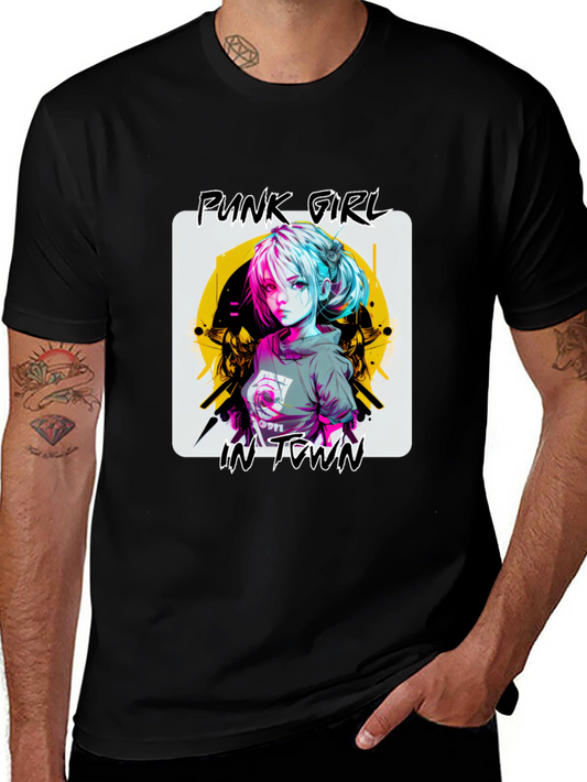 Punk Girl Graphic Tee - Stylish Black T-Shirt