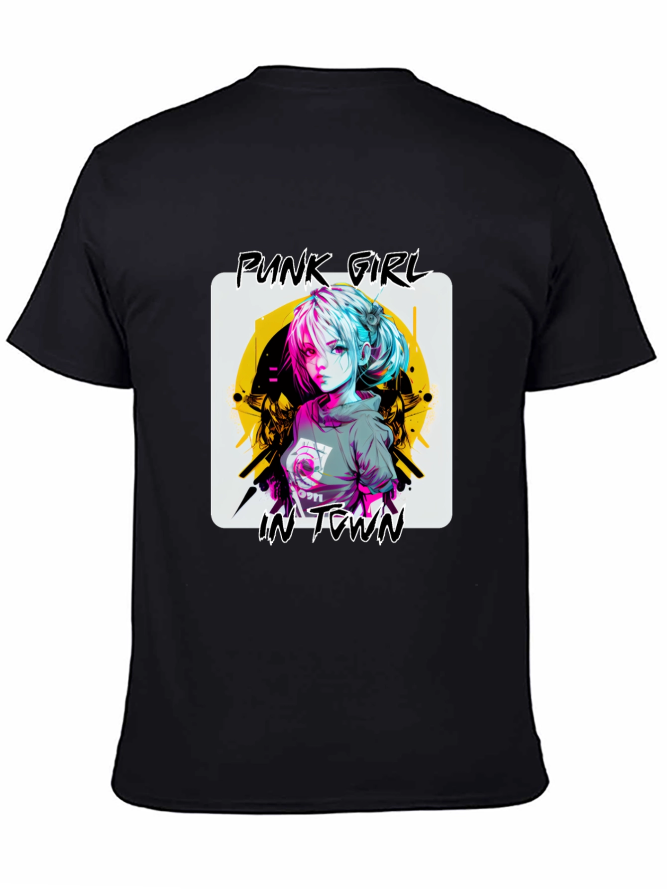 Punk Girl Graphic Tee - Stylish Black T-Shirt