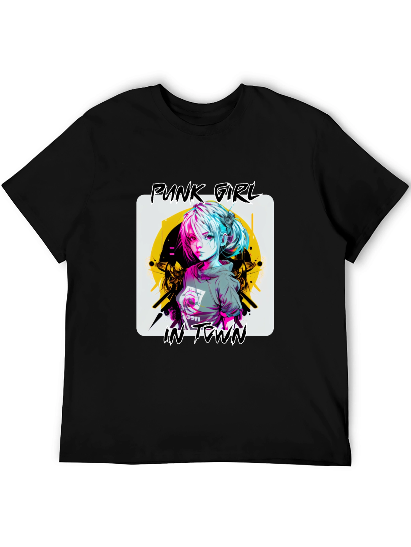 Punk Girl Graphic Tee - Stylish Black T-Shirt