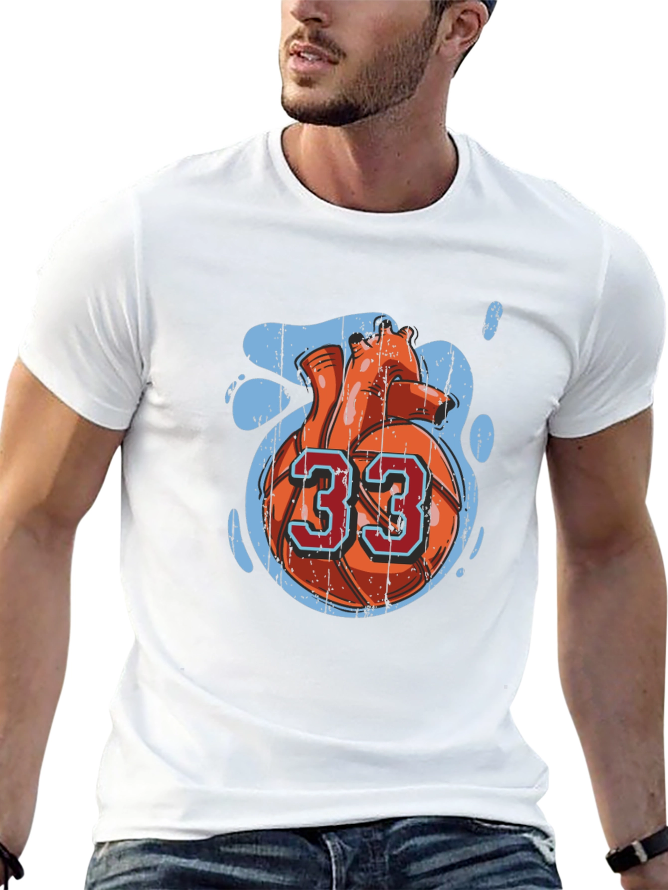 Basketball Heart Number 33 Graphic Tee