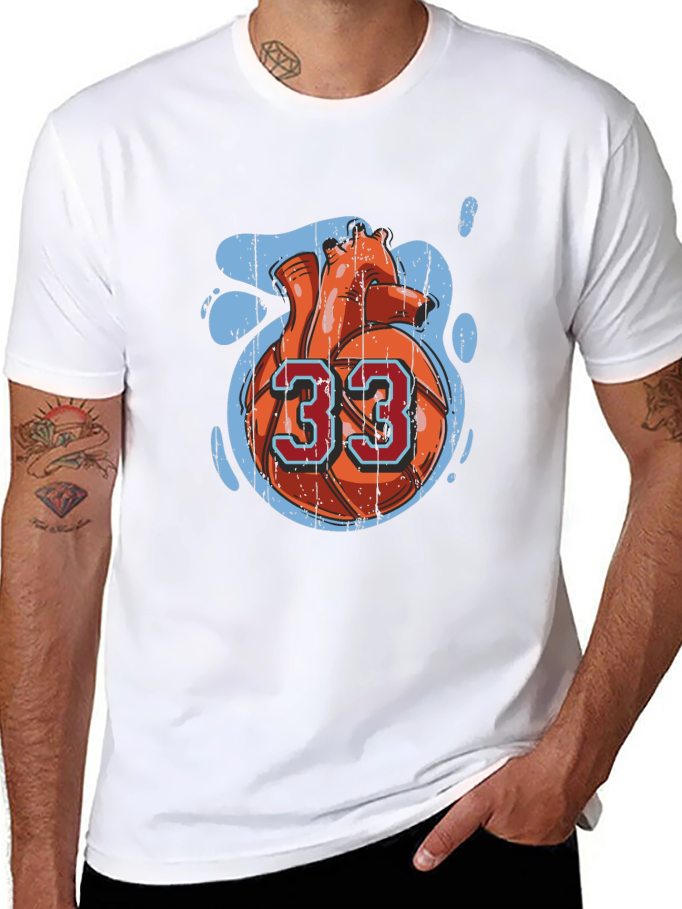 Basketball Heart Number 33 Graphic Tee