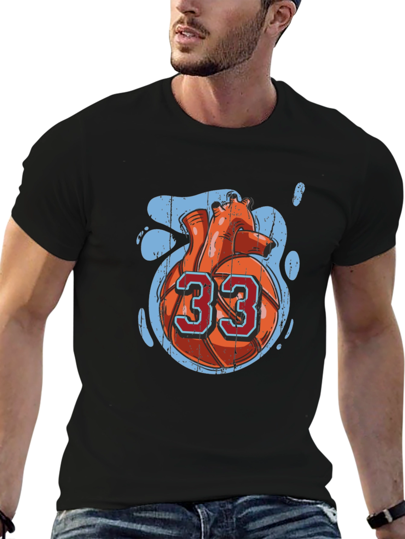 Basketball Heart Number 33 Graphic Tee