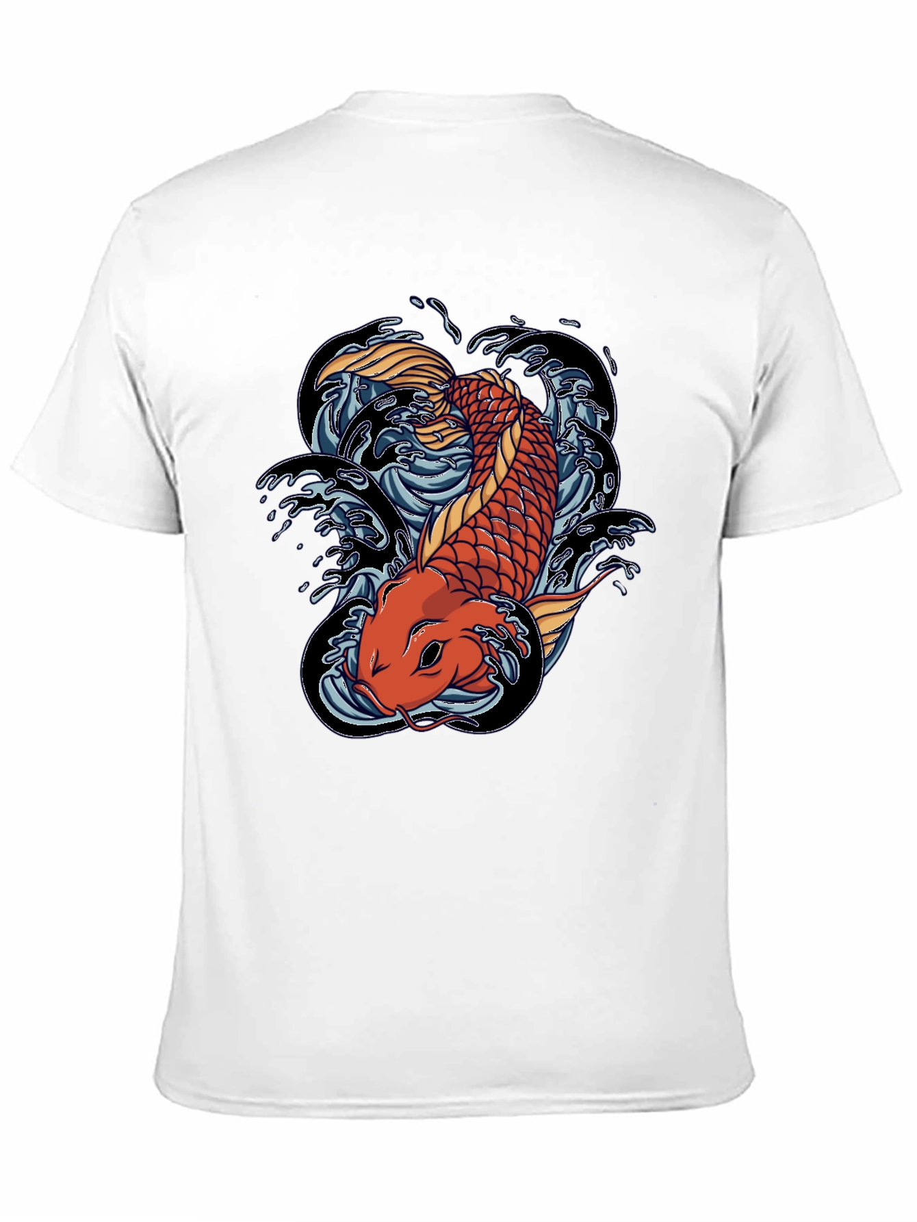 Koi Fish Graphic Tee - Black Cotton T-Shirt