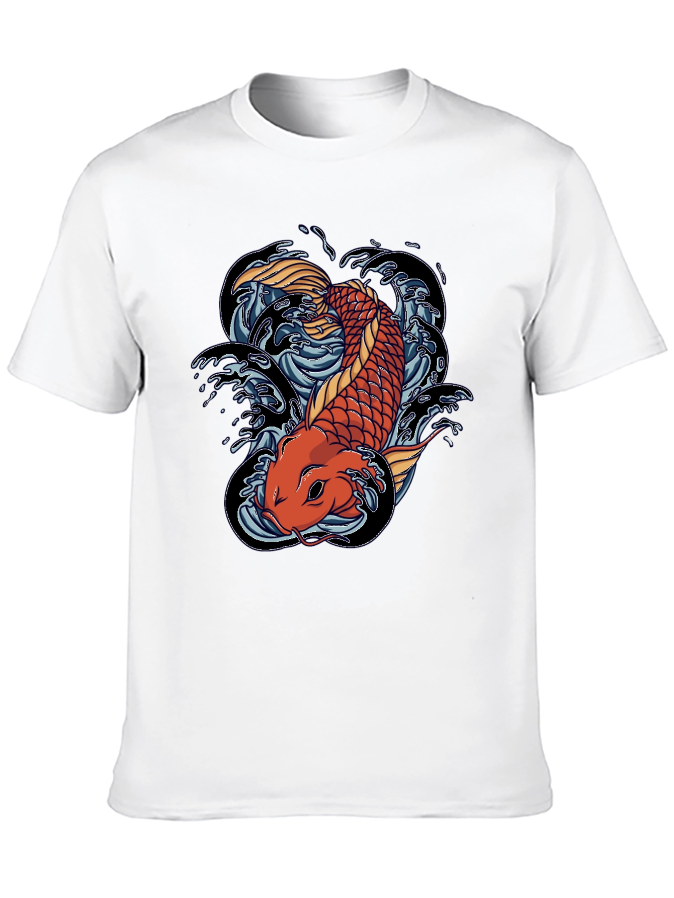 Koi Fish Graphic Tee - Black Cotton T-Shirt