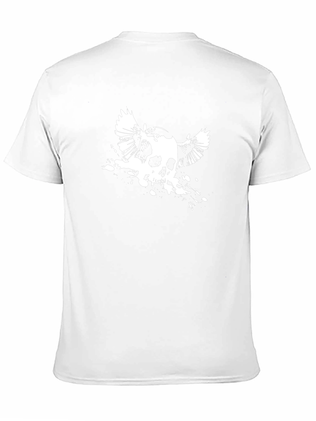 Mens Black T-Shirt with Winged Skull Design