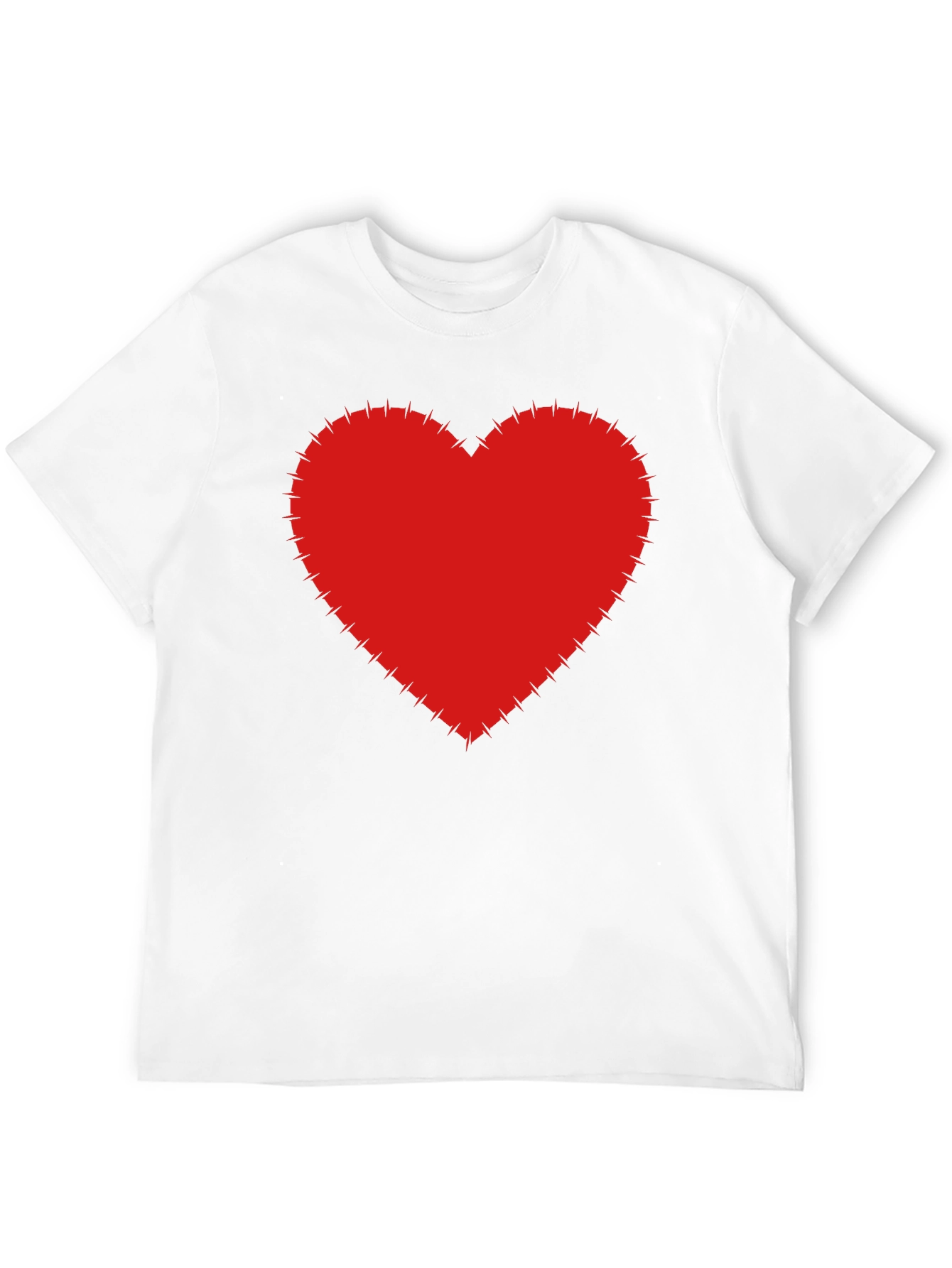Red Heart Stitched Black T-Shirt