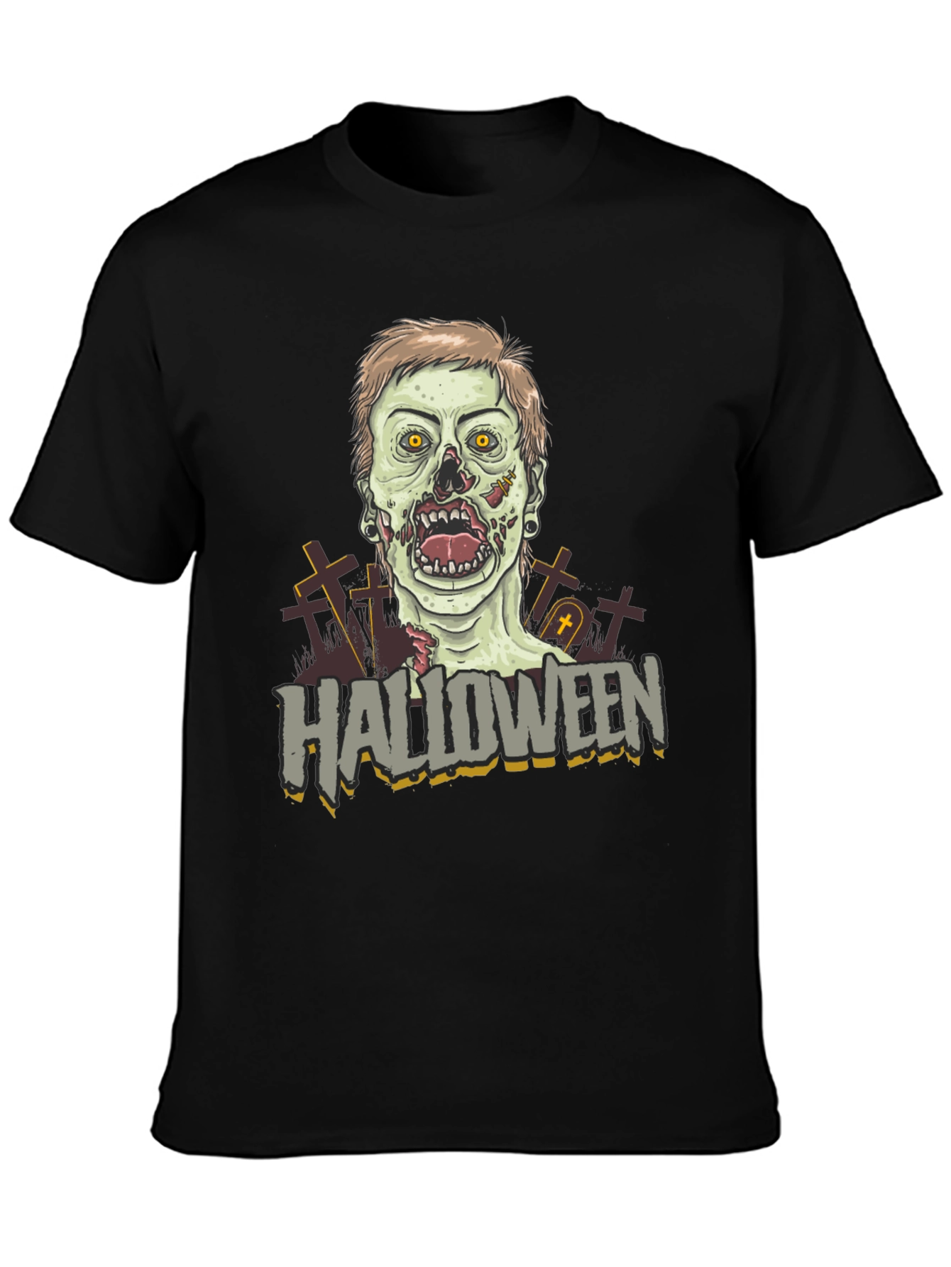 Halloween Zombie Graphic Tee - Black