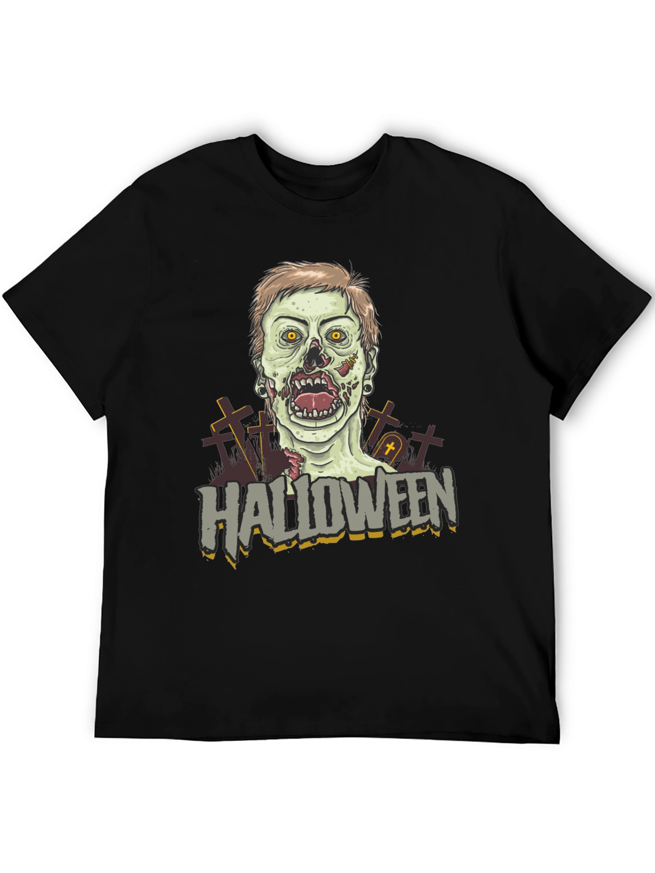 Halloween Zombie Graphic Tee - Black