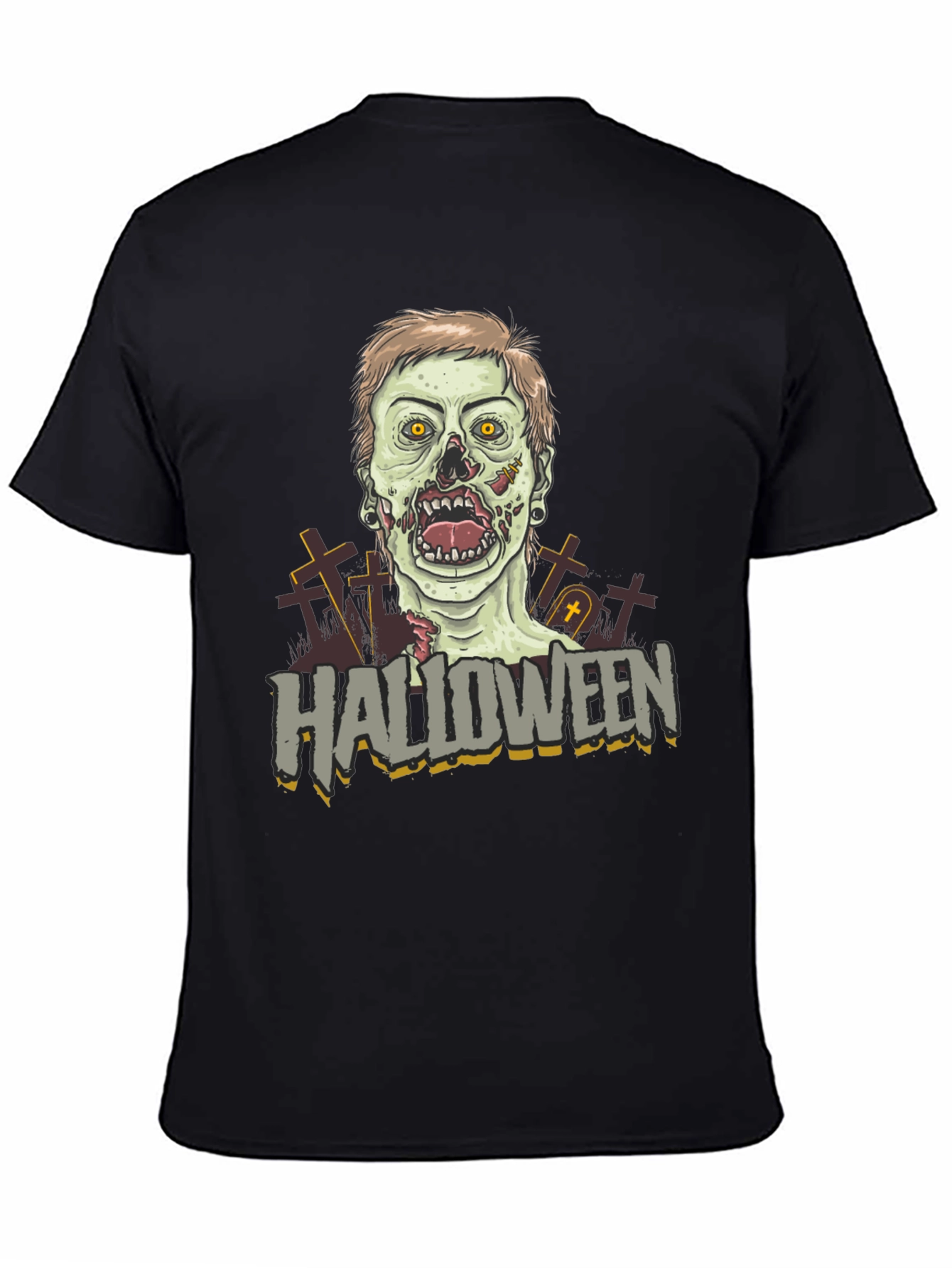 Halloween Zombie Graphic Tee - Black