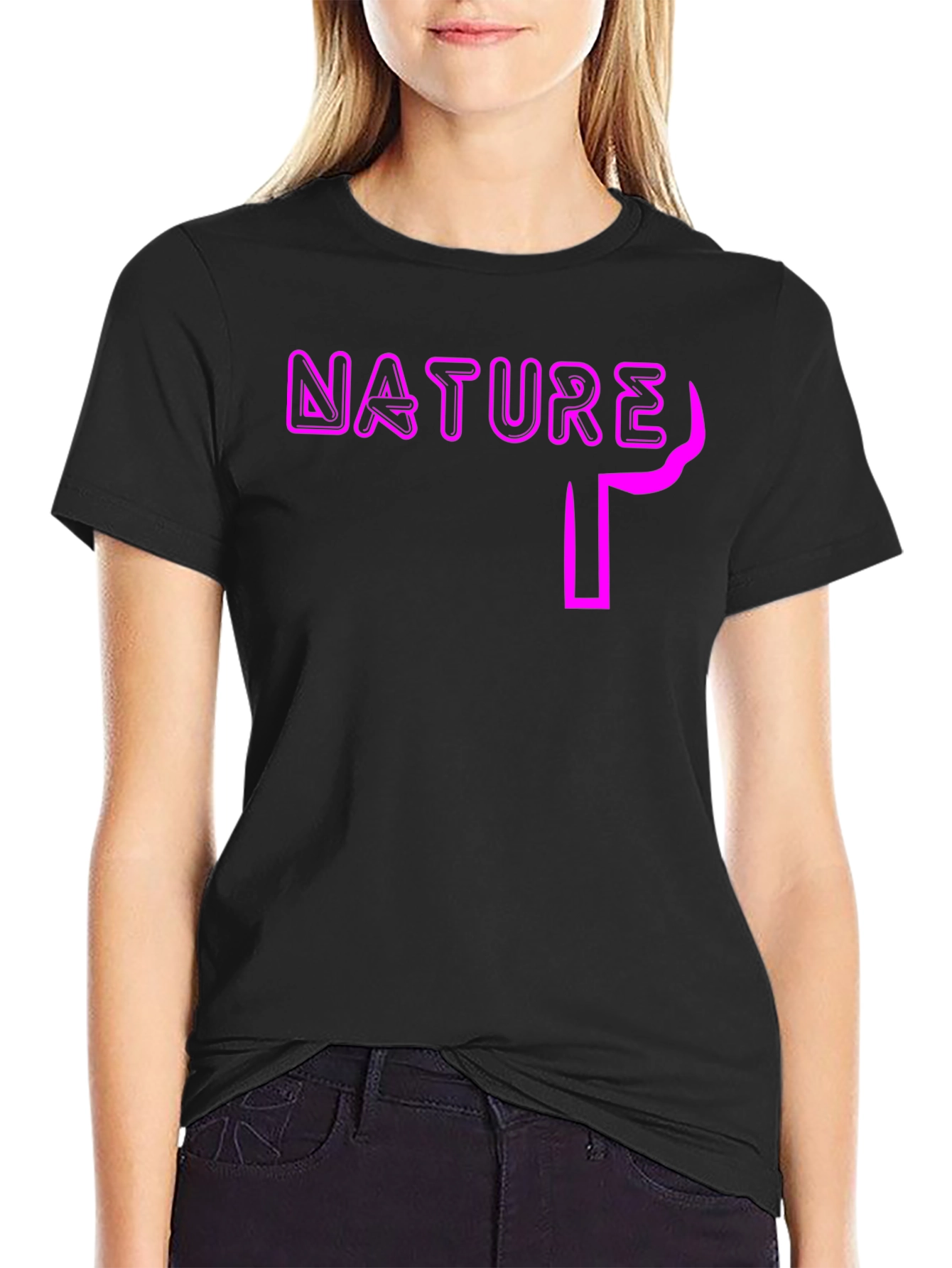 Nature Graphic Print Black T-Shirt