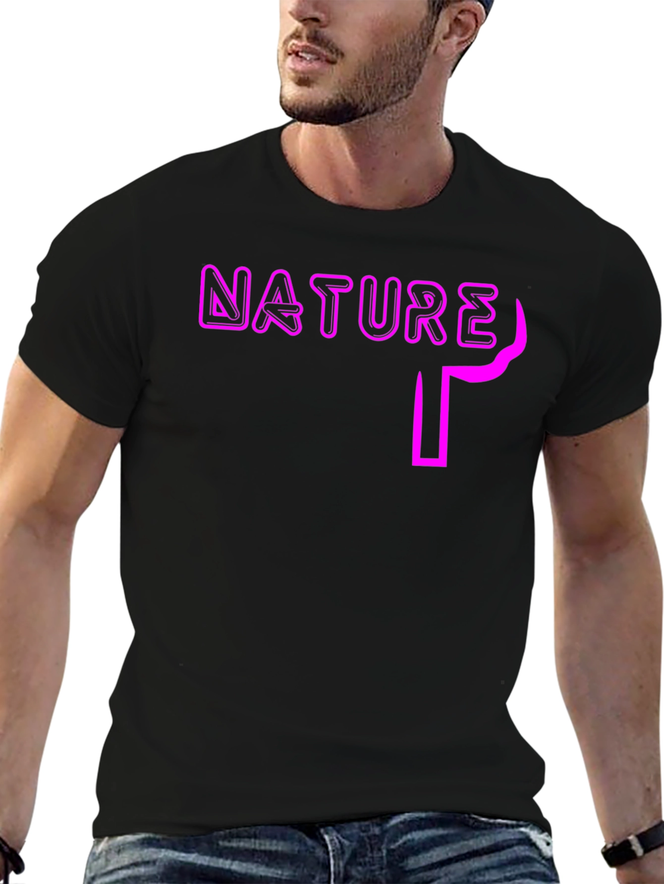 Nature Graphic Print Black T-Shirt