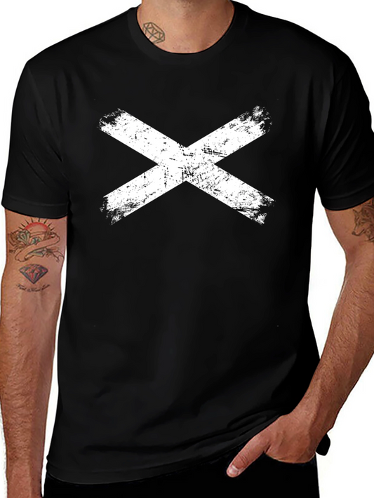 Distressed X Graphic Tee - Casual Black T-Shirt